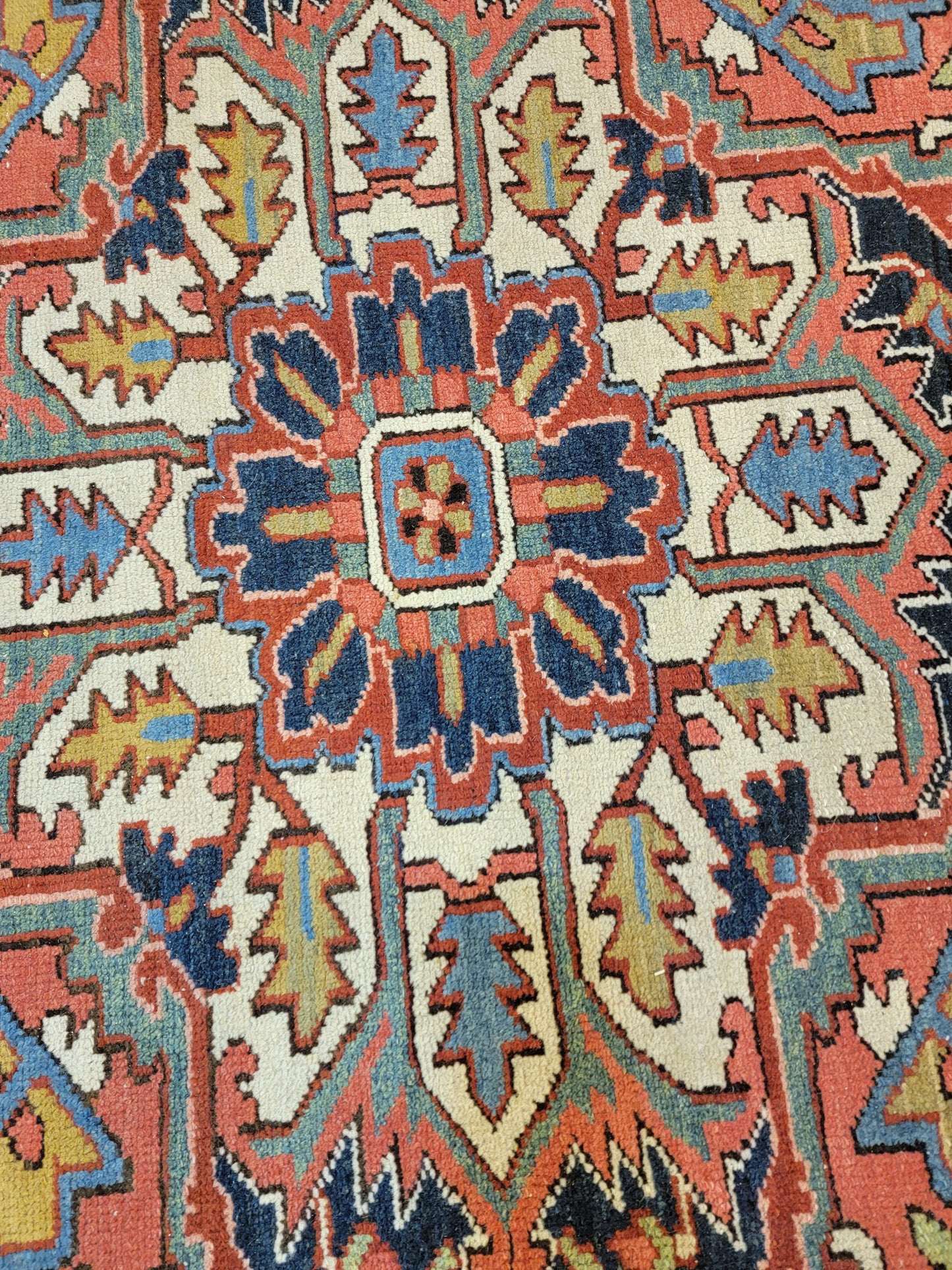 Antique Hand-Knotted Wool Area Rug Heriz Karajeh 10'3" x 12'6"