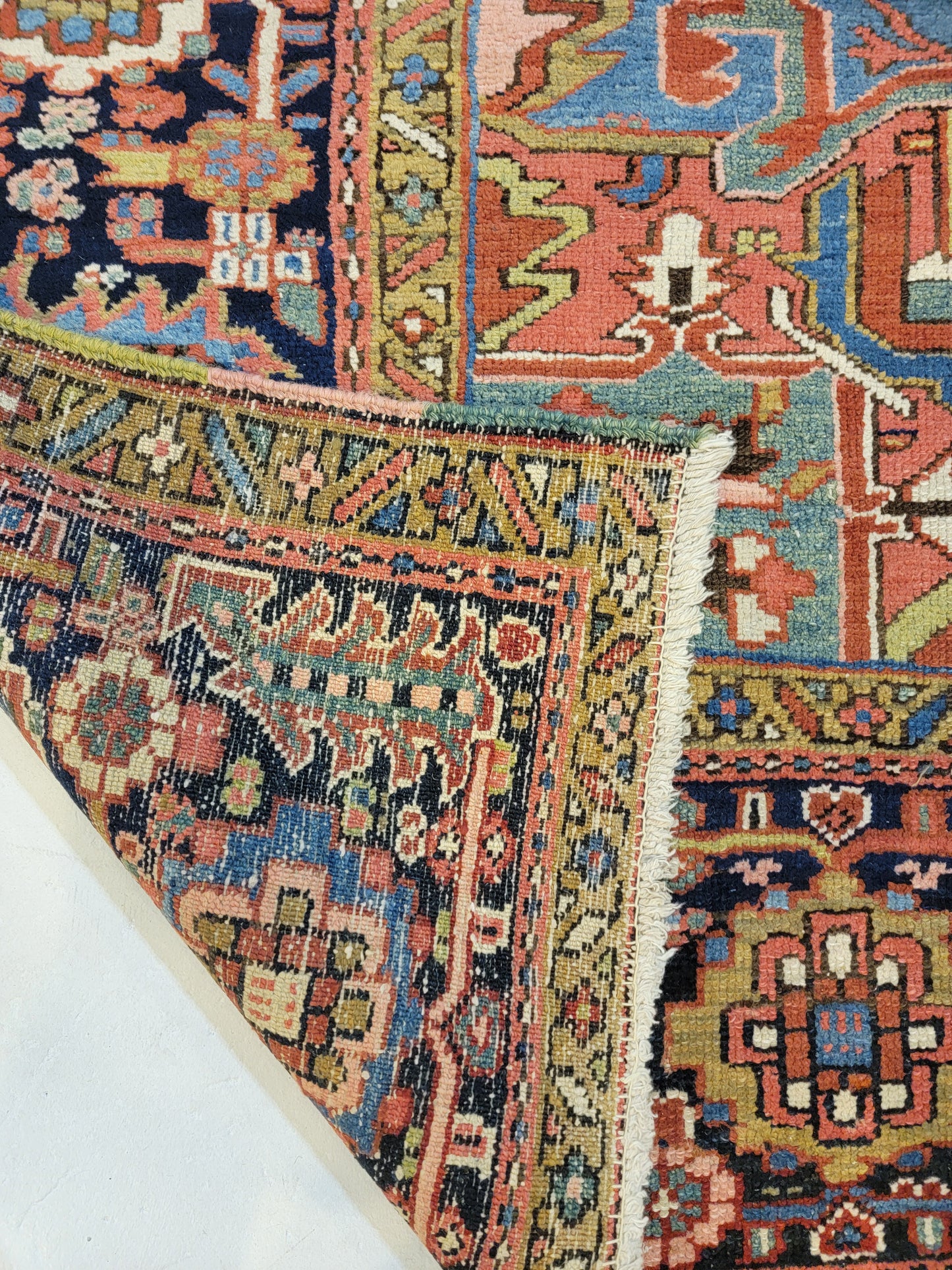 Antique Hand-Knotted Wool Area Rug Heriz Karajeh 10'3" x 12'6"