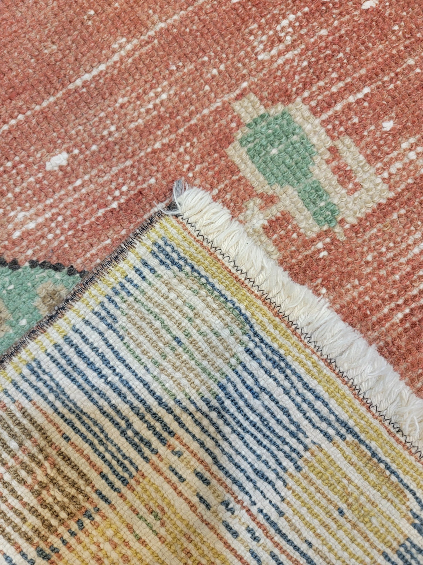 Hand-Knotted Wool Runner Turkish Oushak Anatolian 2'10" x 7'