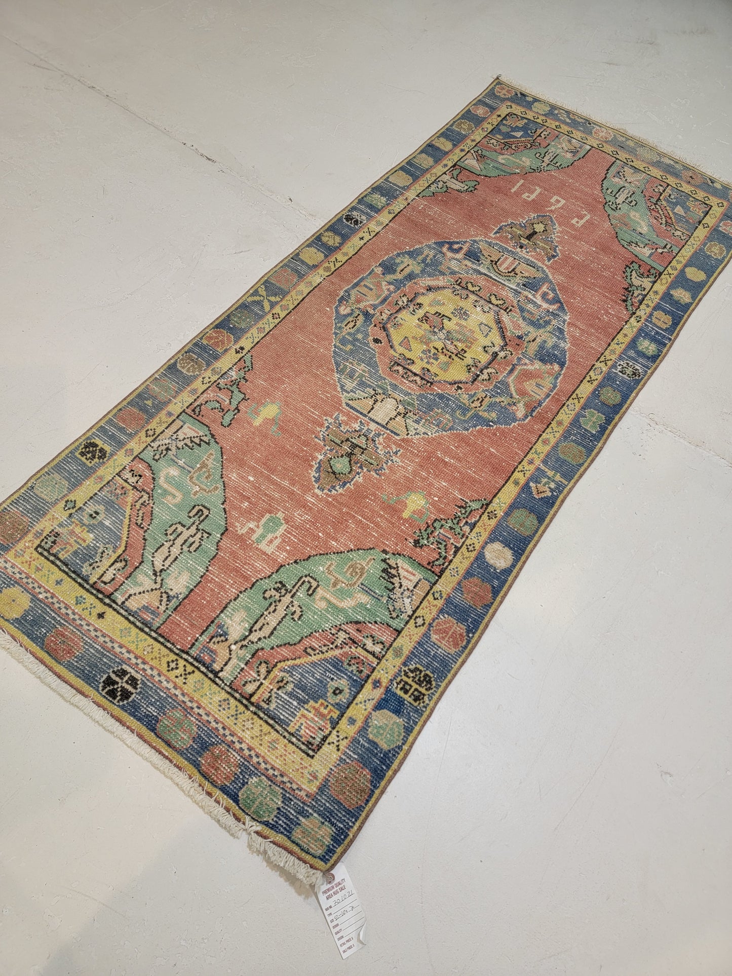 Hand-Knotted Wool Runner Turkish Oushak Anatolian 2'10" x 7'