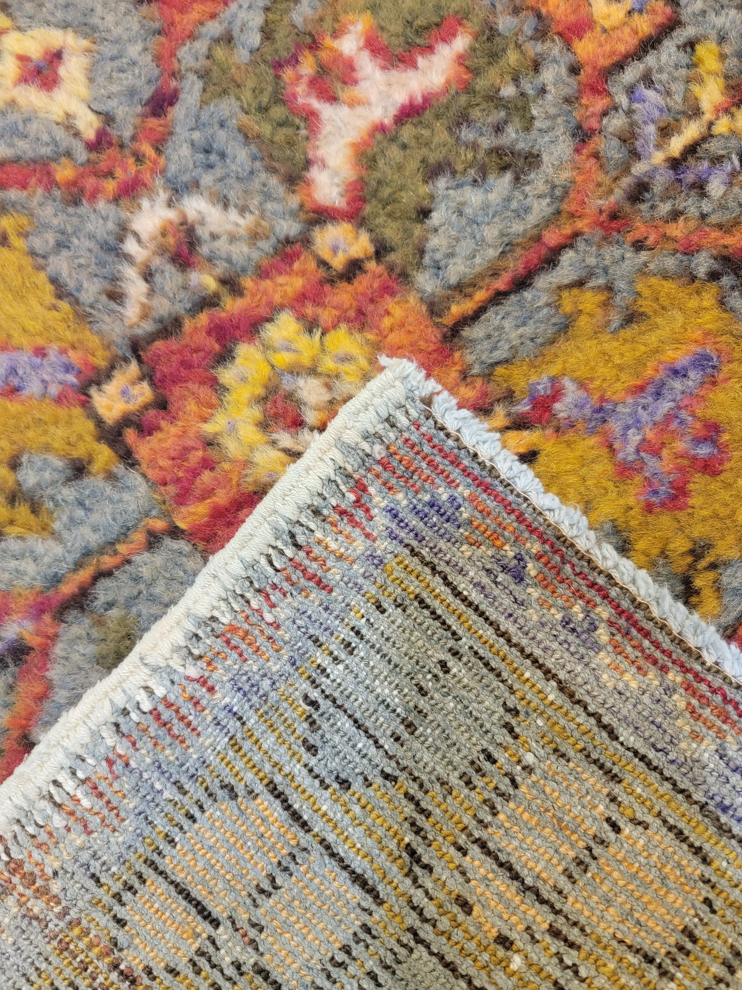Hand-Knotted Wool Runner Turkish Oushak Anatolian 3' x 9'