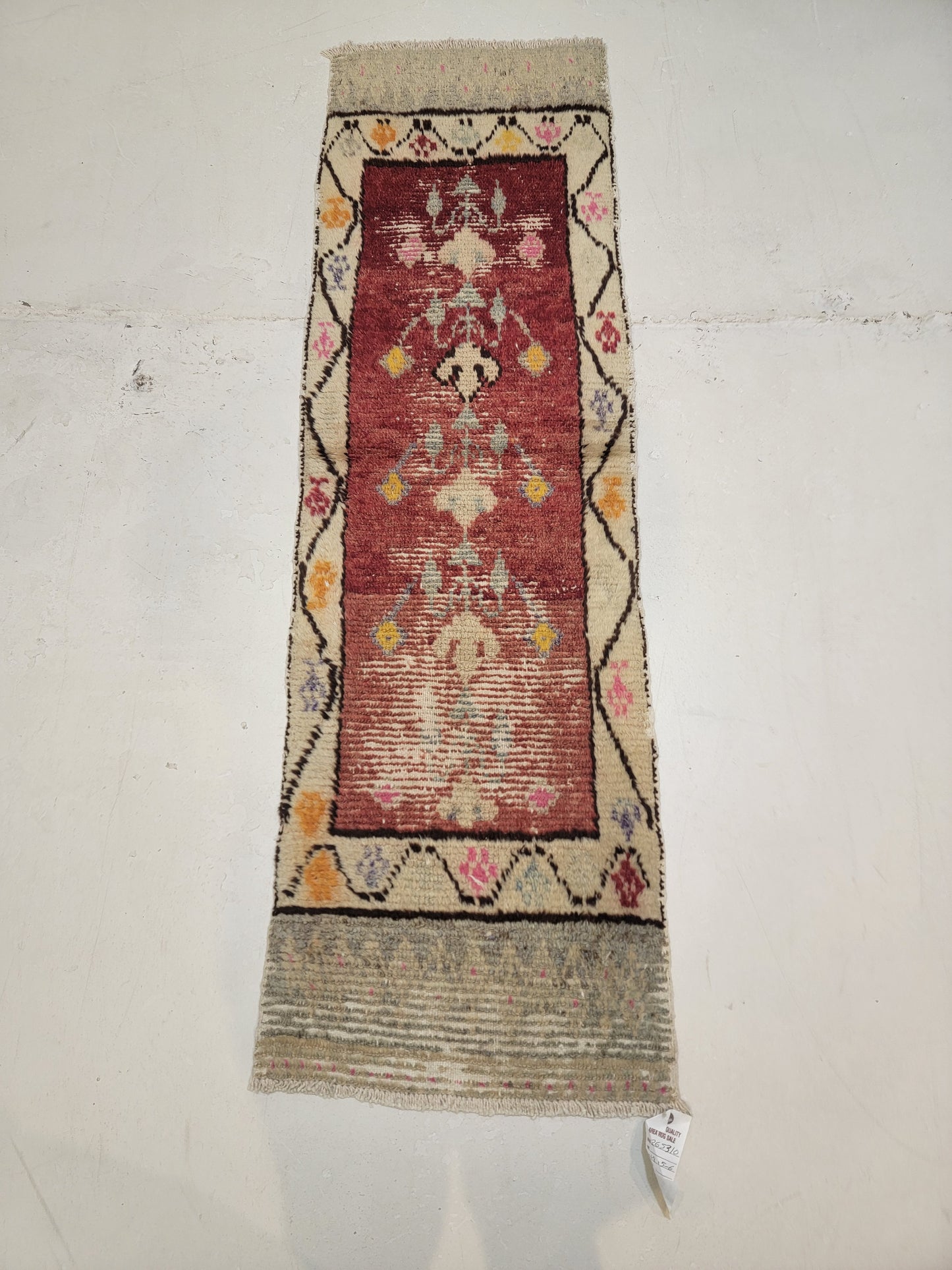 Hand-Knotted Wool Runner Turkish Oushak 1'8" x 5'6"