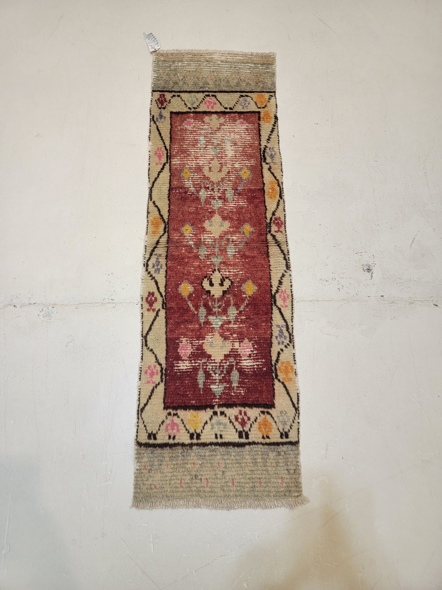 Hand-Knotted Wool Runner Turkish Oushak 1'8" x 5'6"