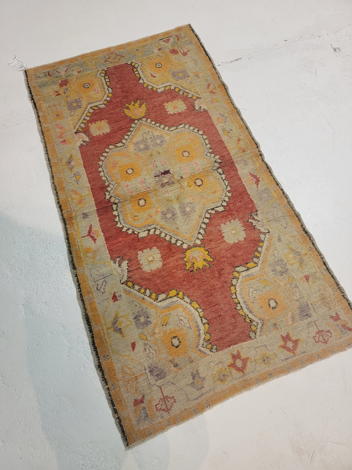 Hand-Knotted Wool Runner Turkish Oushak 2'10" x 5'3"