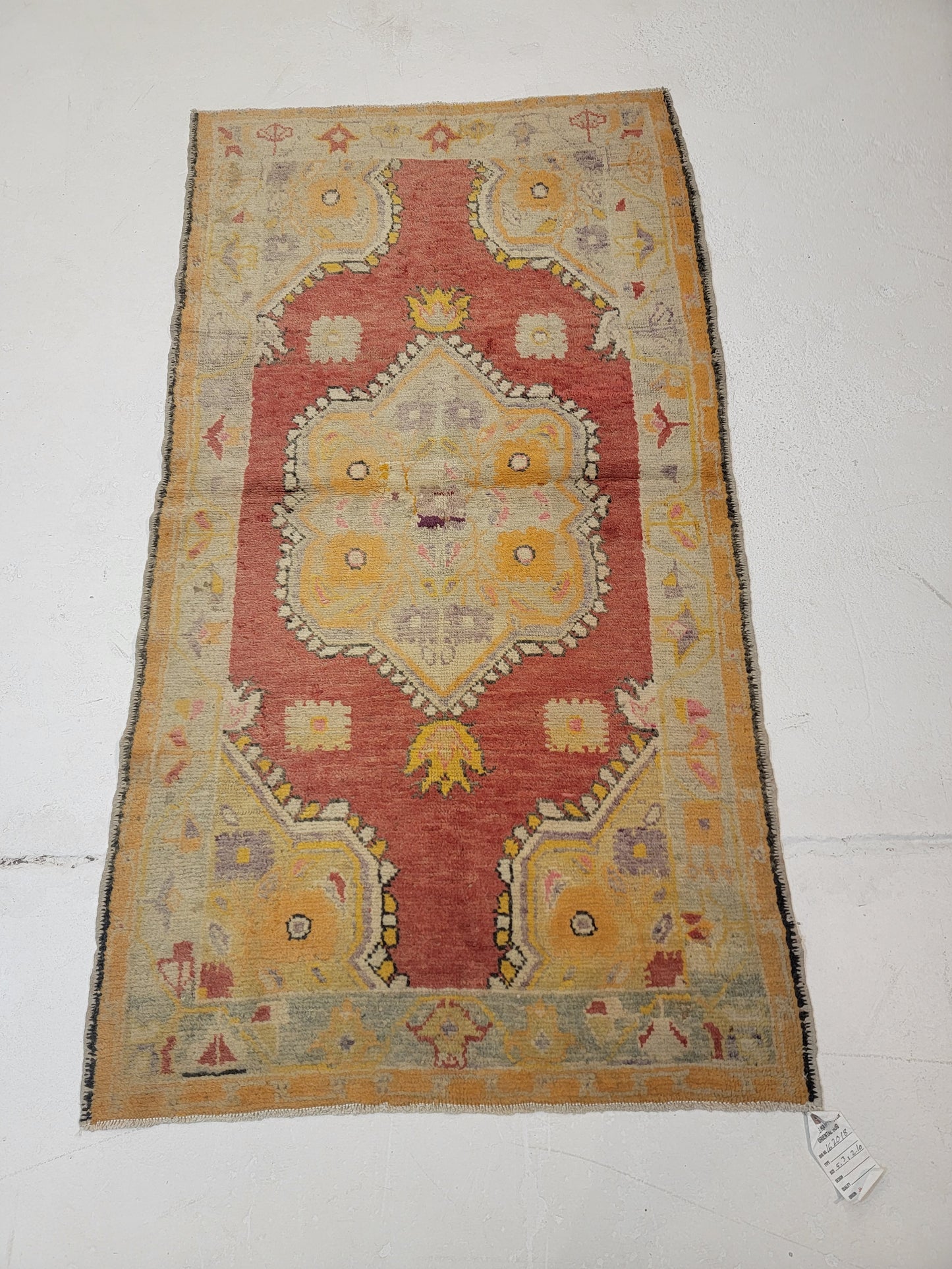 Hand-Knotted Wool Runner Turkish Oushak 2'10" x 5'3"