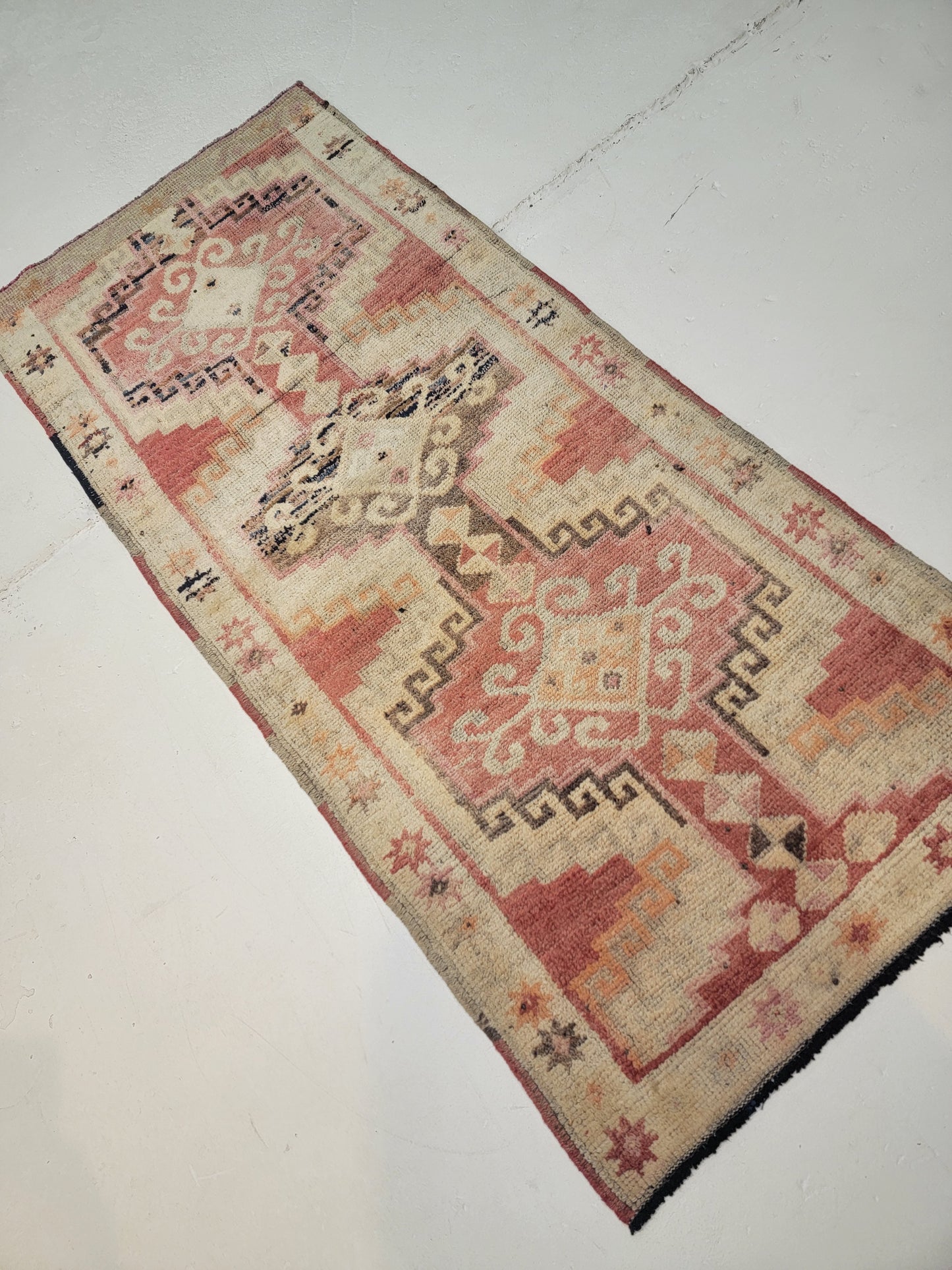 Hand-Knotted Wool Runner Turkish Oushak 2'9" x 6'3"