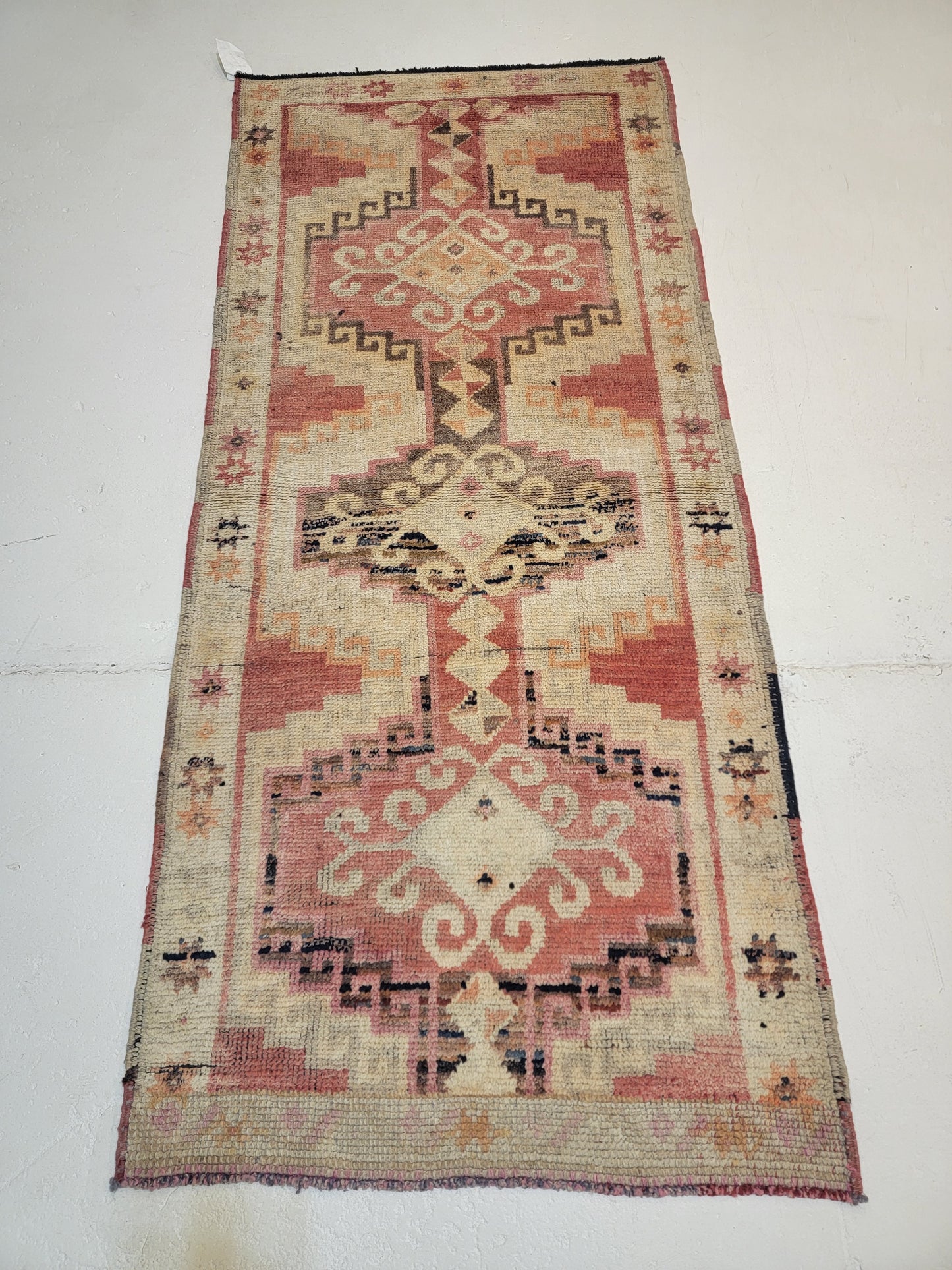 Hand-Knotted Wool Runner Turkish Oushak 2'9" x 6'3"