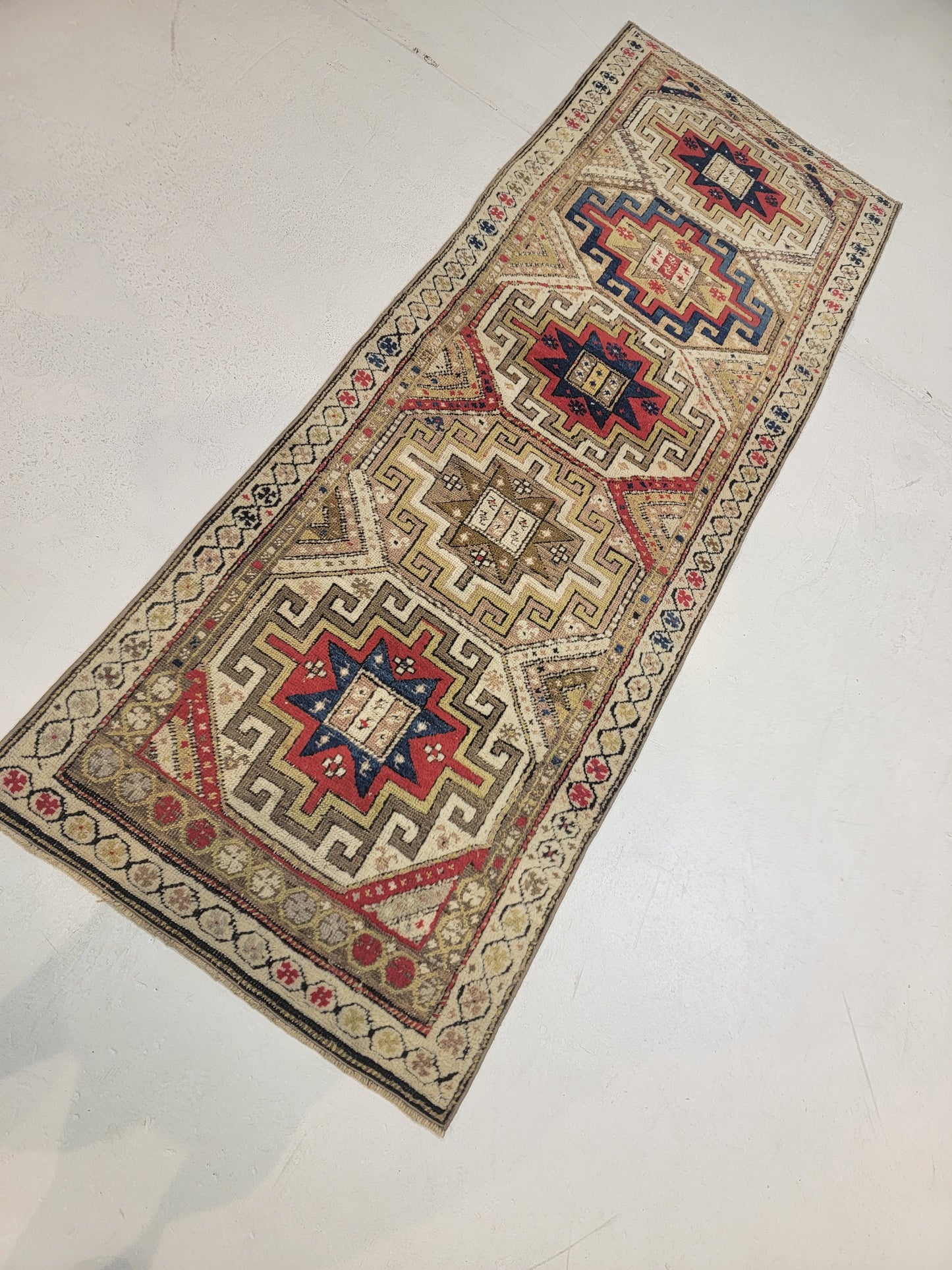 Hand-Knotted Wool Runner Turkish Oushak 2'4" x 6'9"