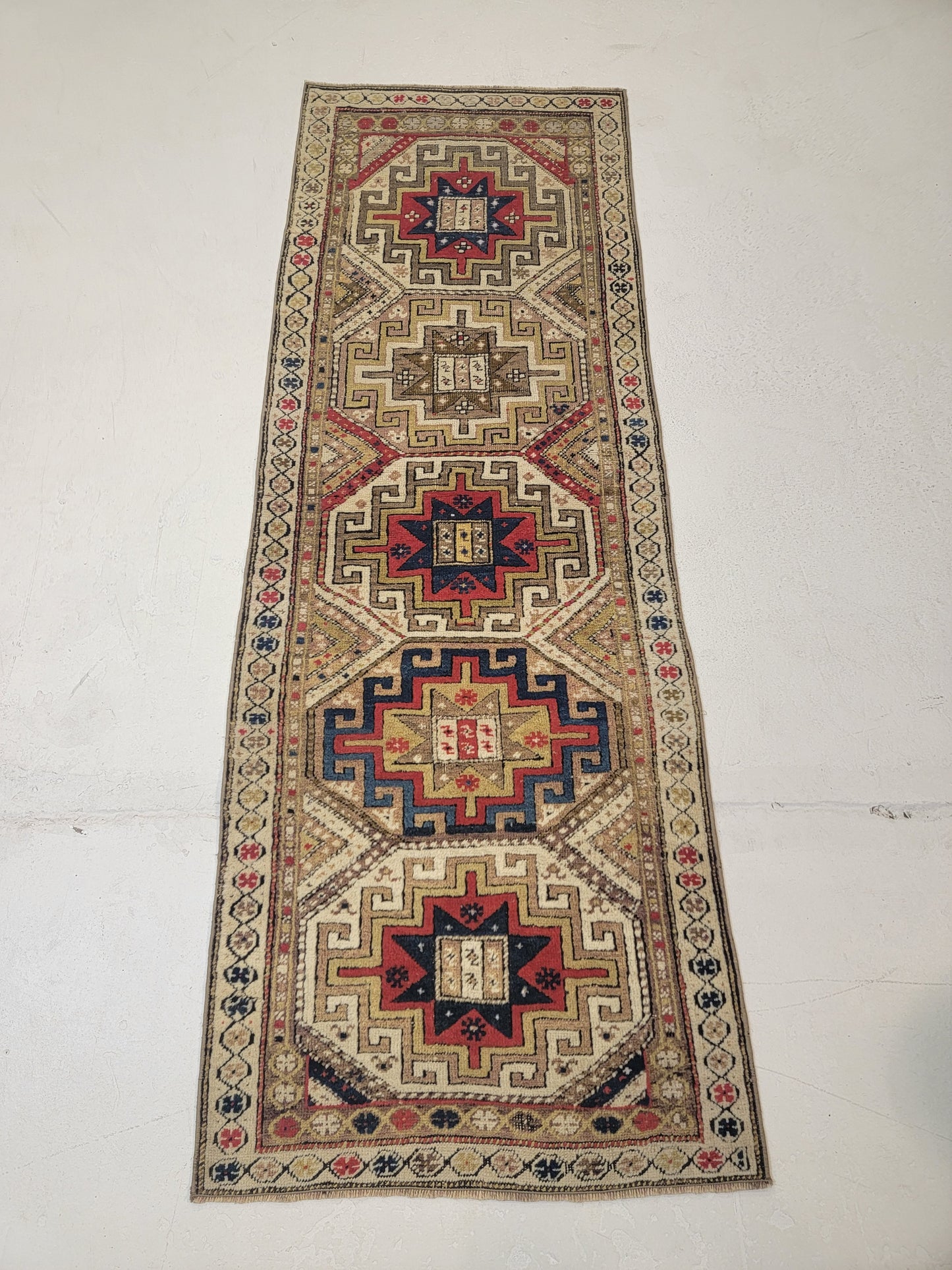 Hand-Knotted Wool Runner Turkish Oushak 2'4" x 6'9"