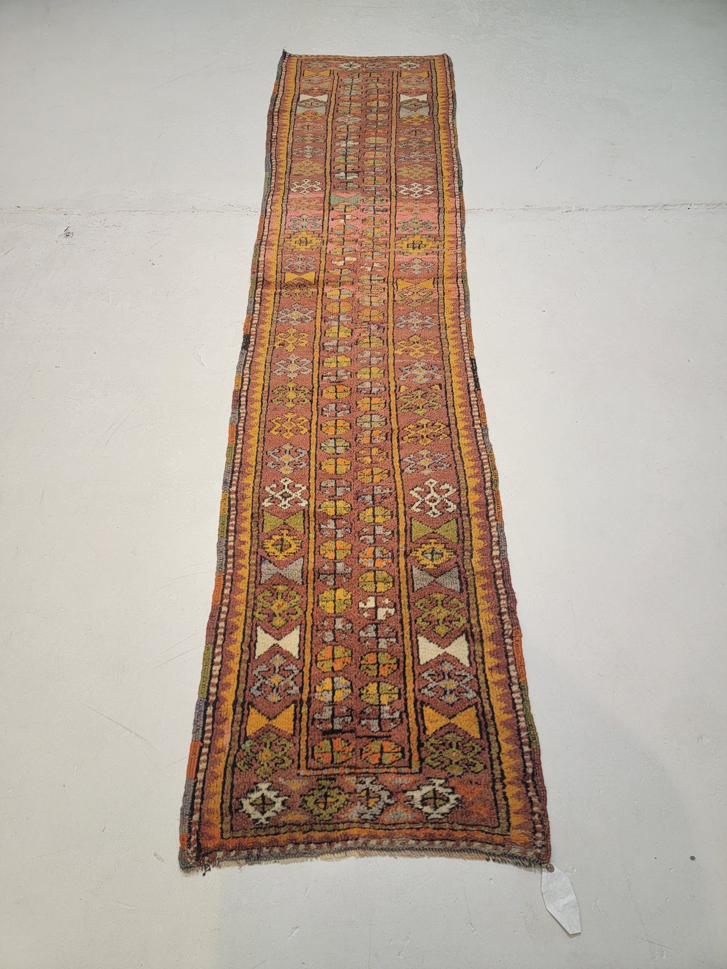 Hand-Knotted Wool Runner Turkish Oushak 2'4" x 9'6"