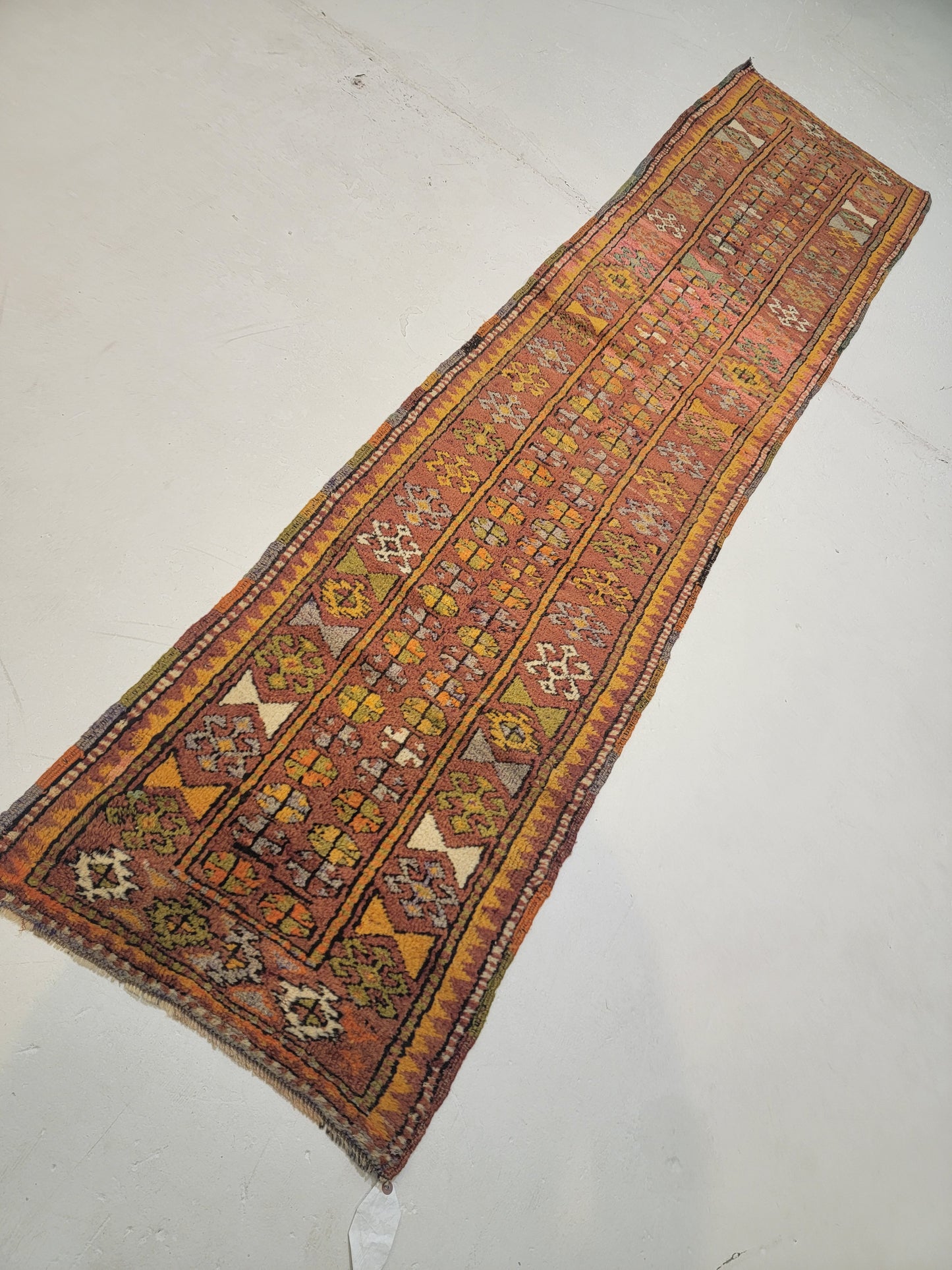 Hand-Knotted Wool Runner Turkish Oushak 2'4" x 9'6"