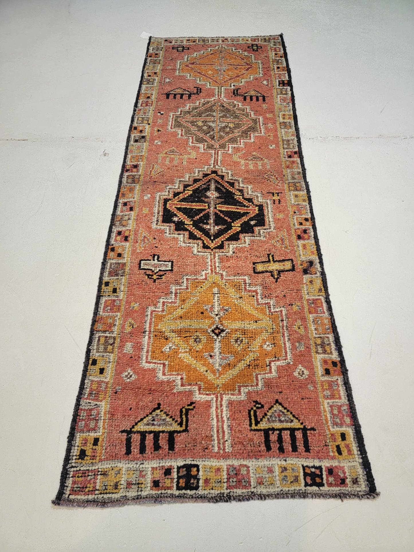 Hand-Knotted Wool Runner Turkish Oushak 3'2" x 9'6"