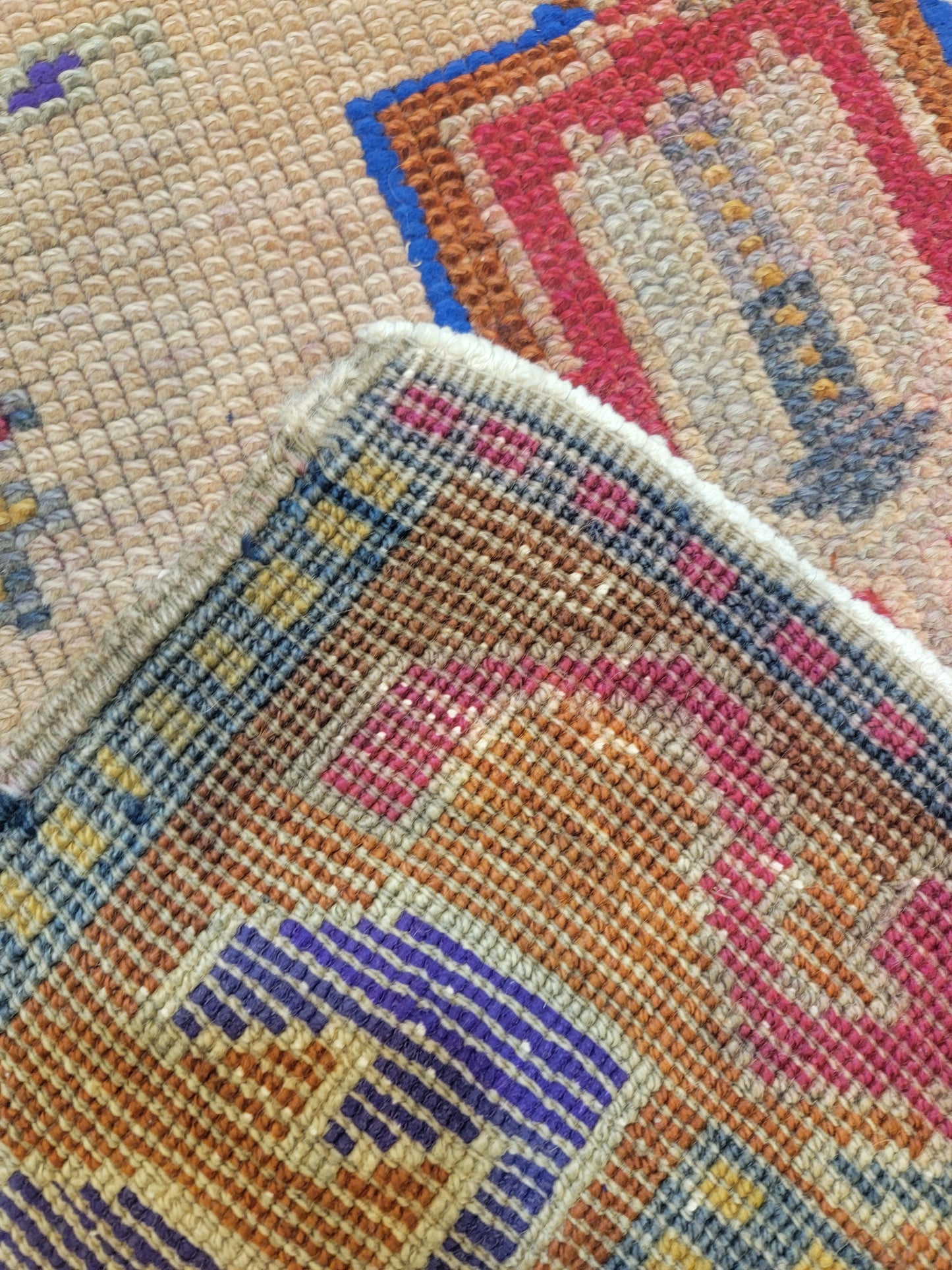 Hand-Knotted Wool Runner Turkish Oushak 3' x 9'5"
