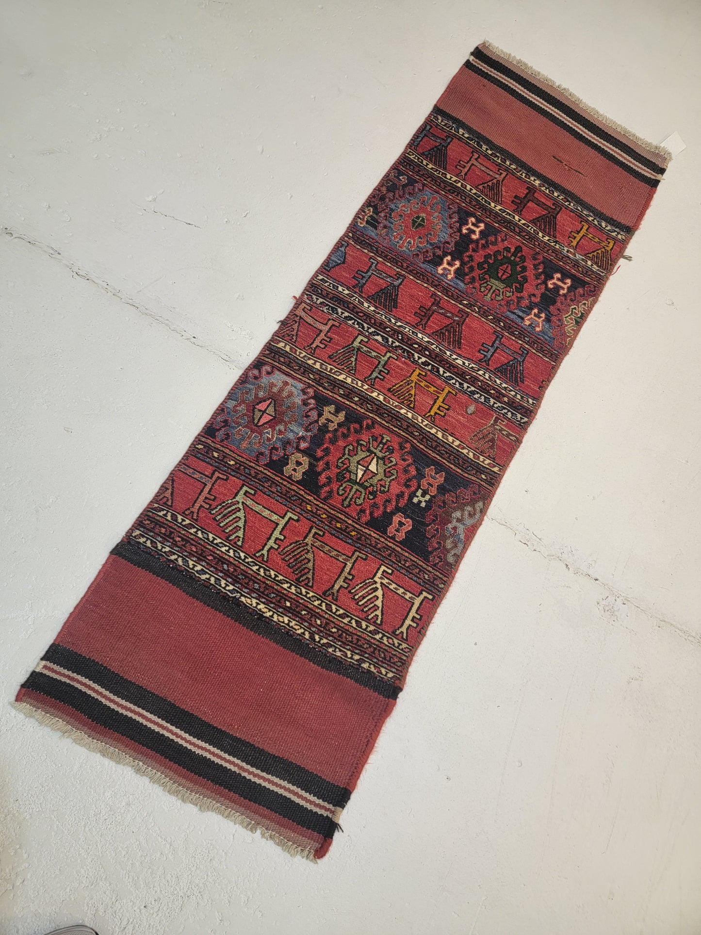 Hand-Knotted Wool Runner Turkish Oushak 1'9" x 5'8"