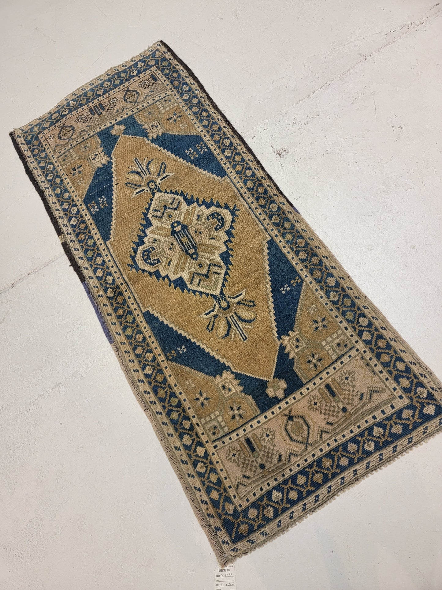 Hand-Knotted Wool Runner Turkish Oushak 2'2" x 5'