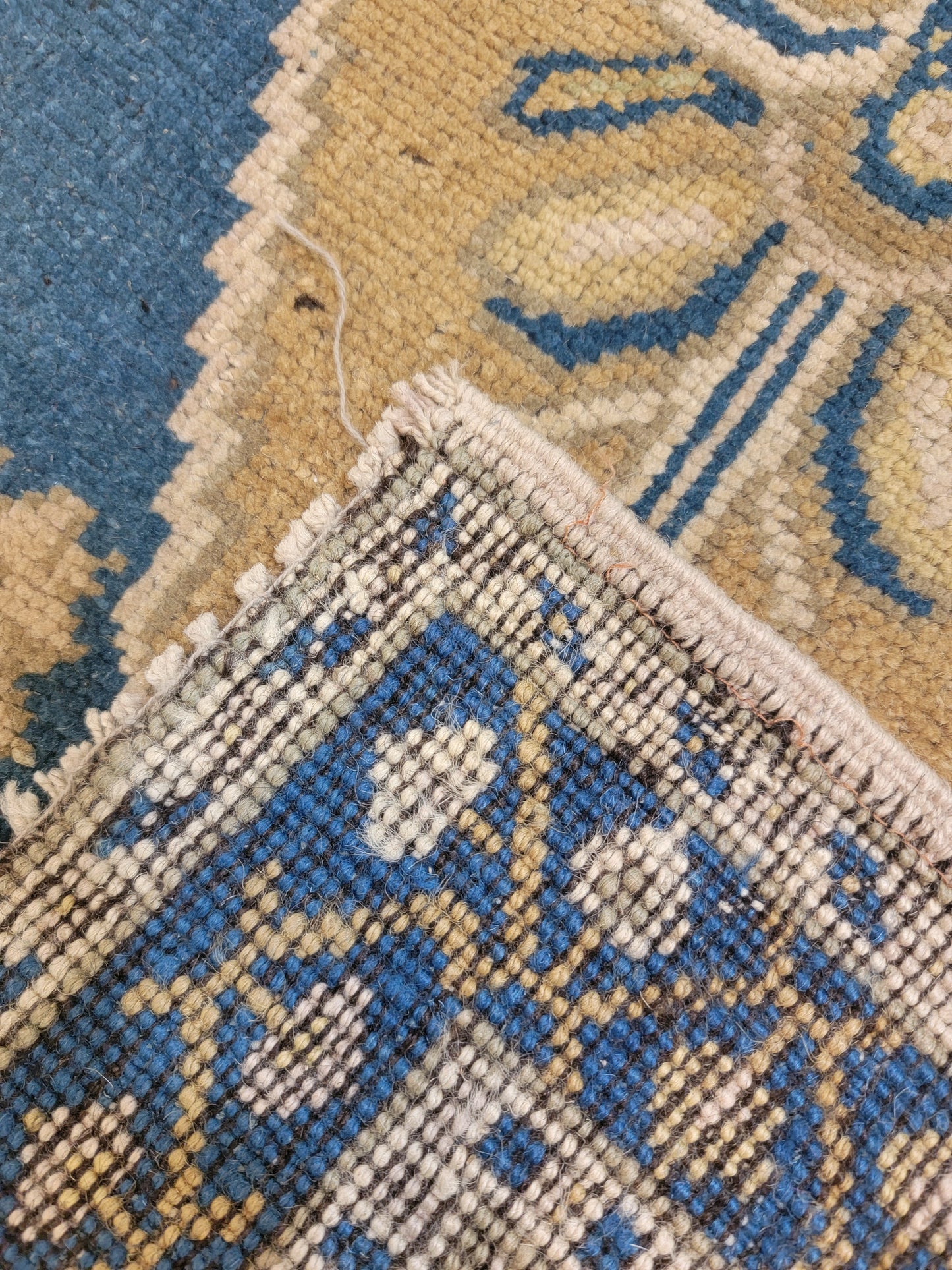 Hand-Knotted Wool Runner Turkish Oushak 2'2" x 5'