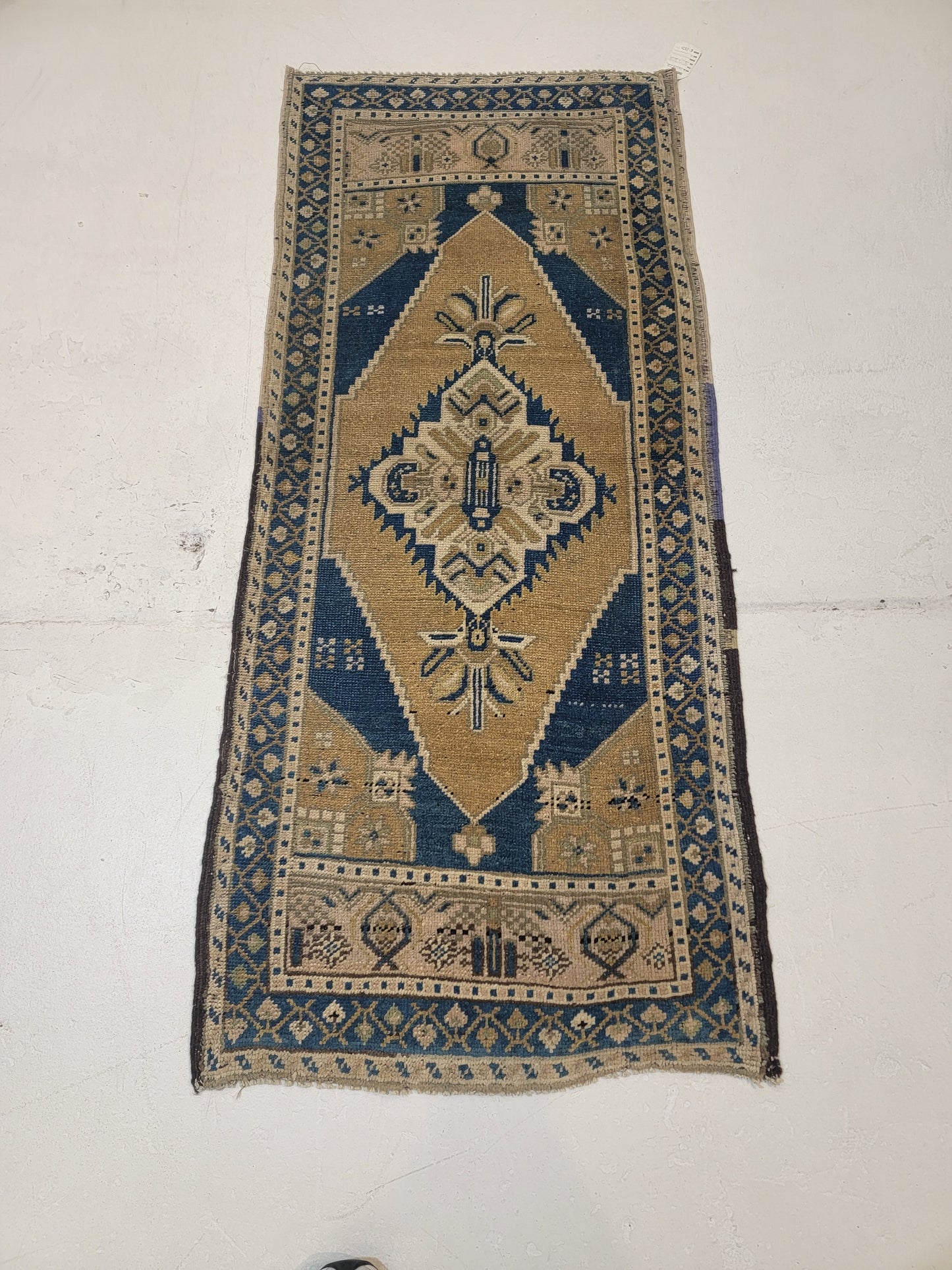 Hand-Knotted Wool Runner Turkish Oushak 2'2" x 5'