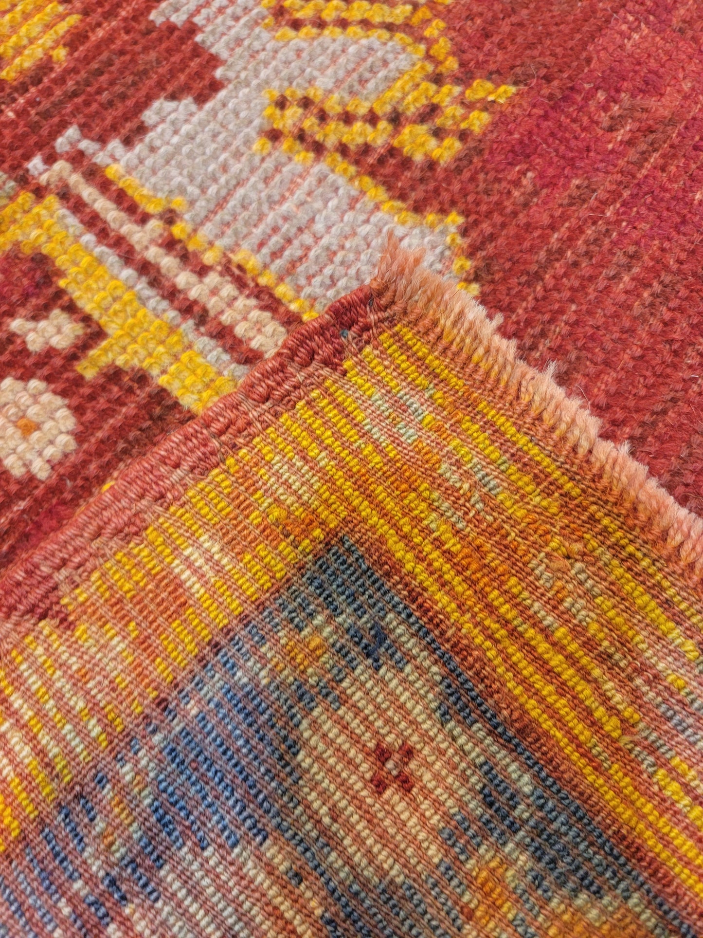 Hand-Knotted Wool Runner Turkish Oushak 3'4" x 8'9"