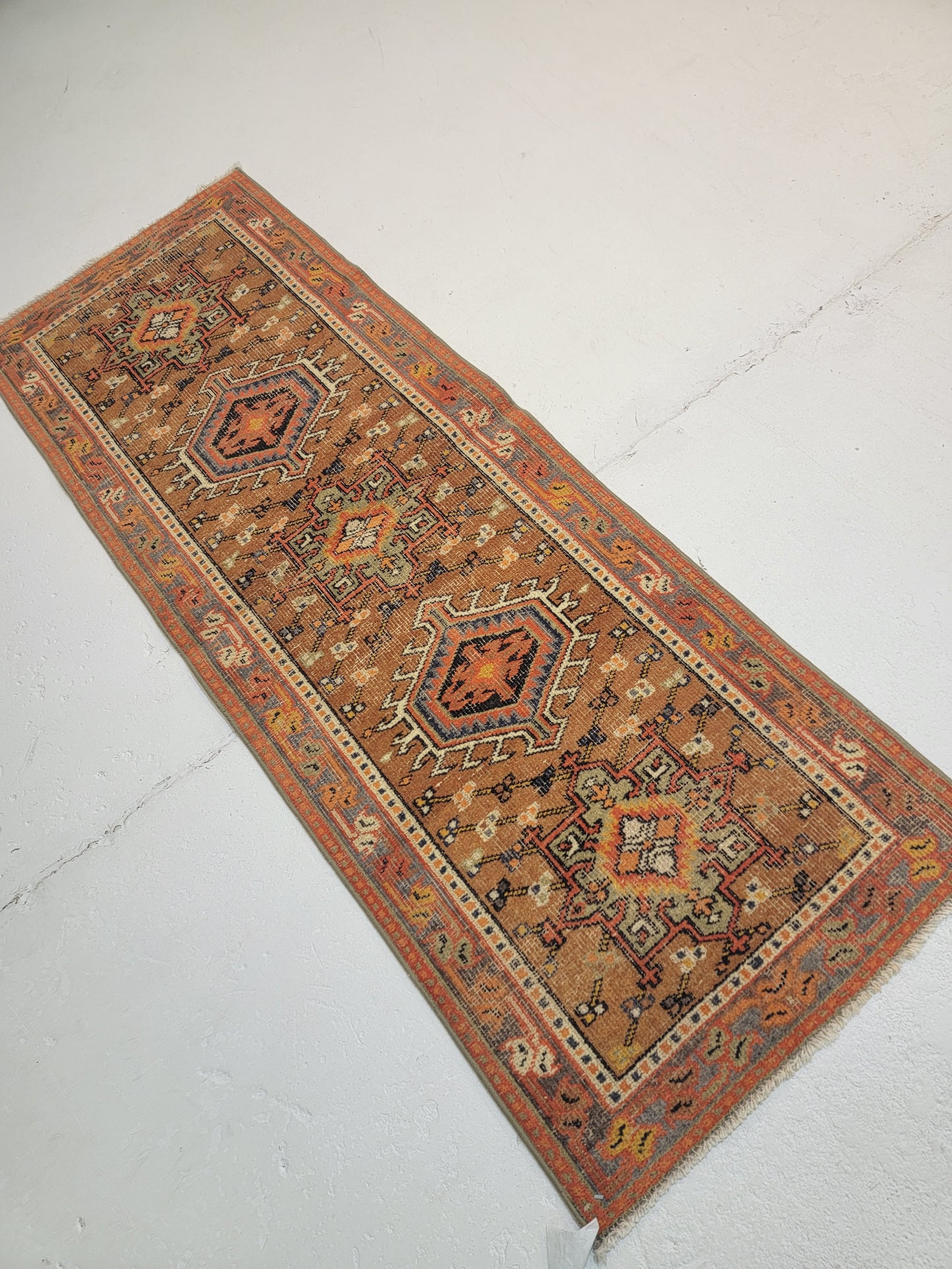 Hand-Knotted Wool Runner Turkish Oushak 2'2" x 6'1"