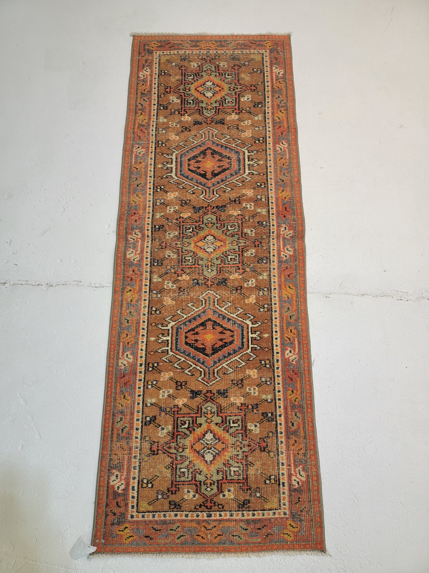 Hand-Knotted Wool Runner Turkish Oushak 2'2" x 6'1"