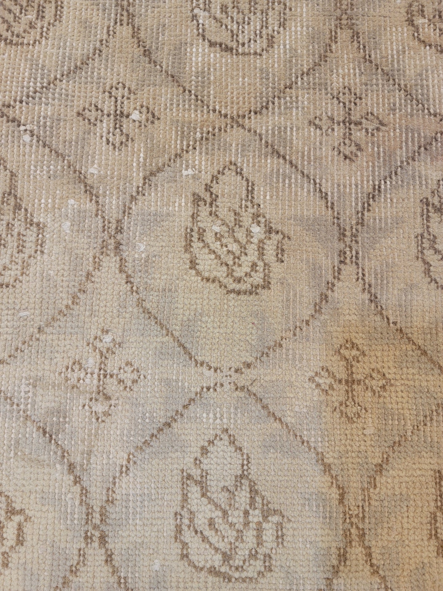 Hand-Knotted Wool Runner Turkish Oushak 2' x 10'3"