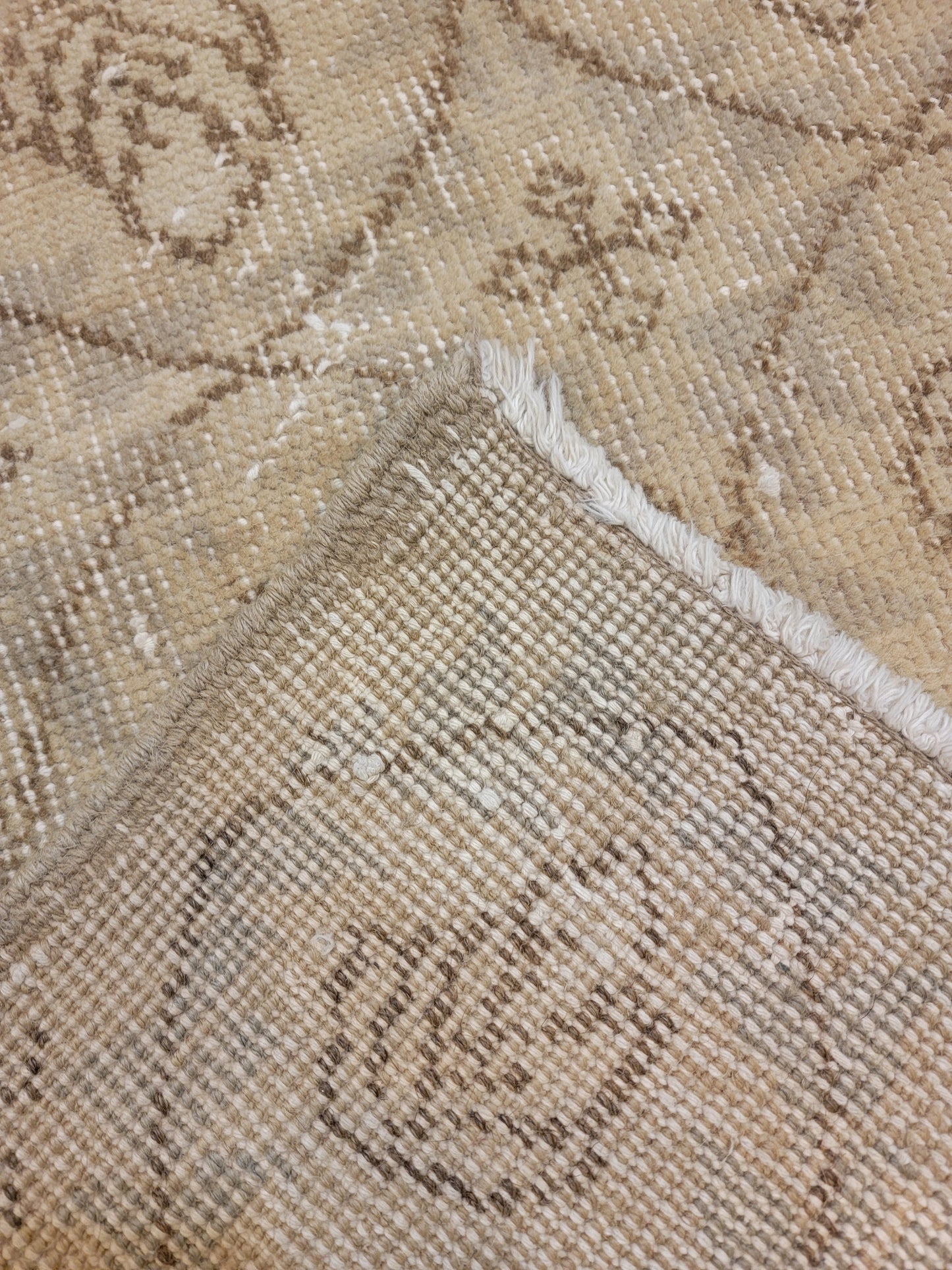 Hand-Knotted Wool Runner Turkish Oushak 2' x 10'3"