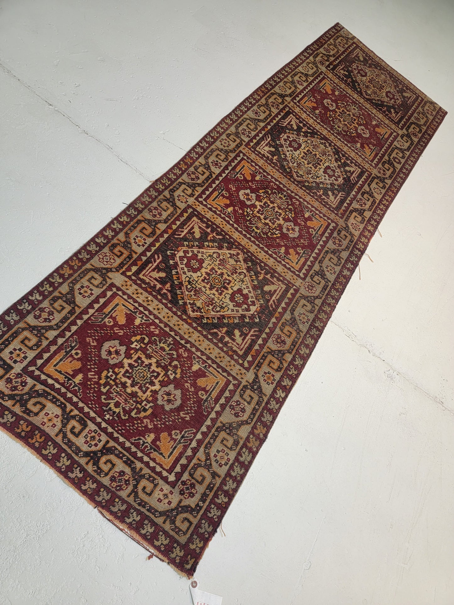 Hand-Knotted Wool Runner Turkish Oushak 2'7" x 8'4"