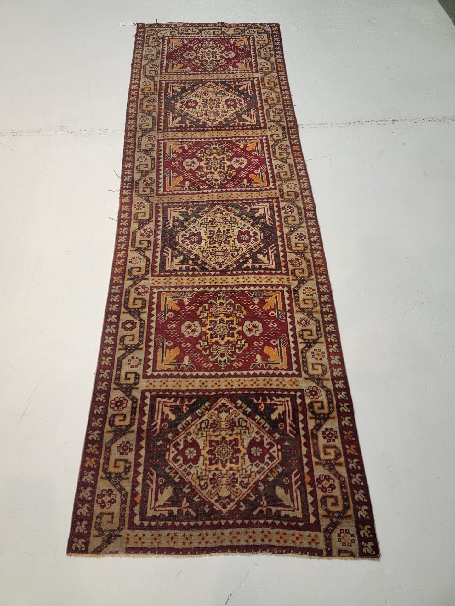 Hand-Knotted Wool Runner Turkish Oushak 2'7" x 8'4"