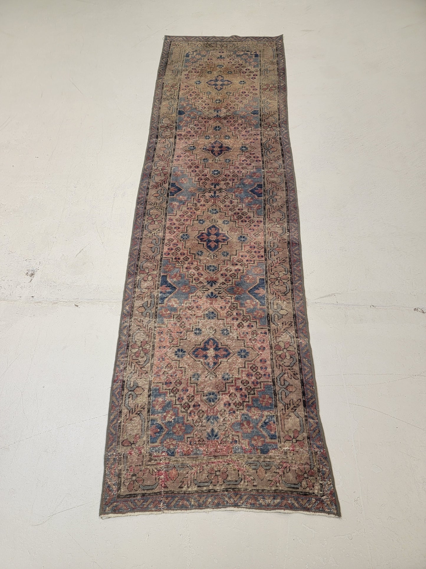 Hand-Knotted Wool Runner Turkish Oushak 2'1" x 7'6"