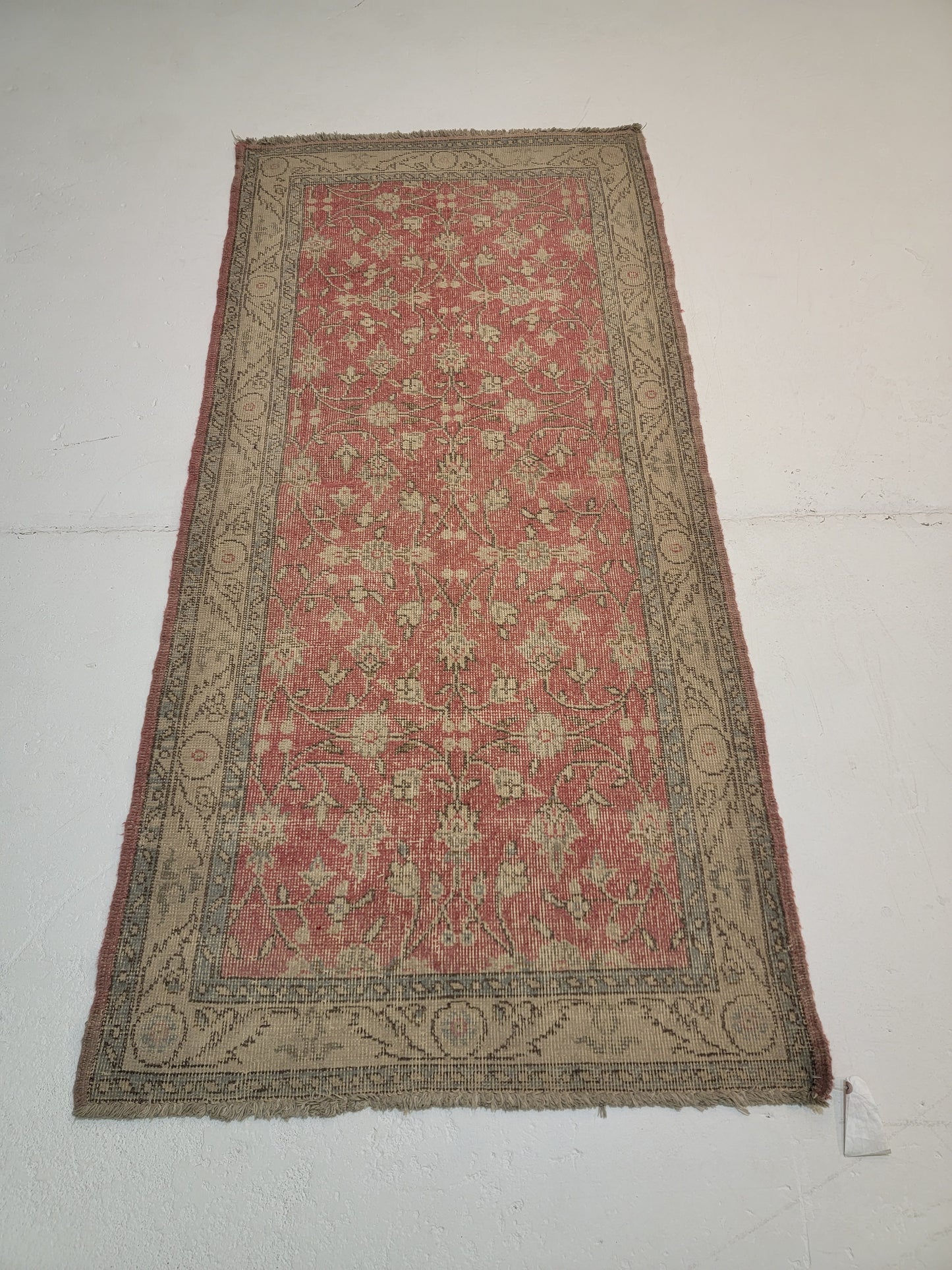 Hand-Knotted Wool Runner Turkish Oushak 3'2" x 6'9"
