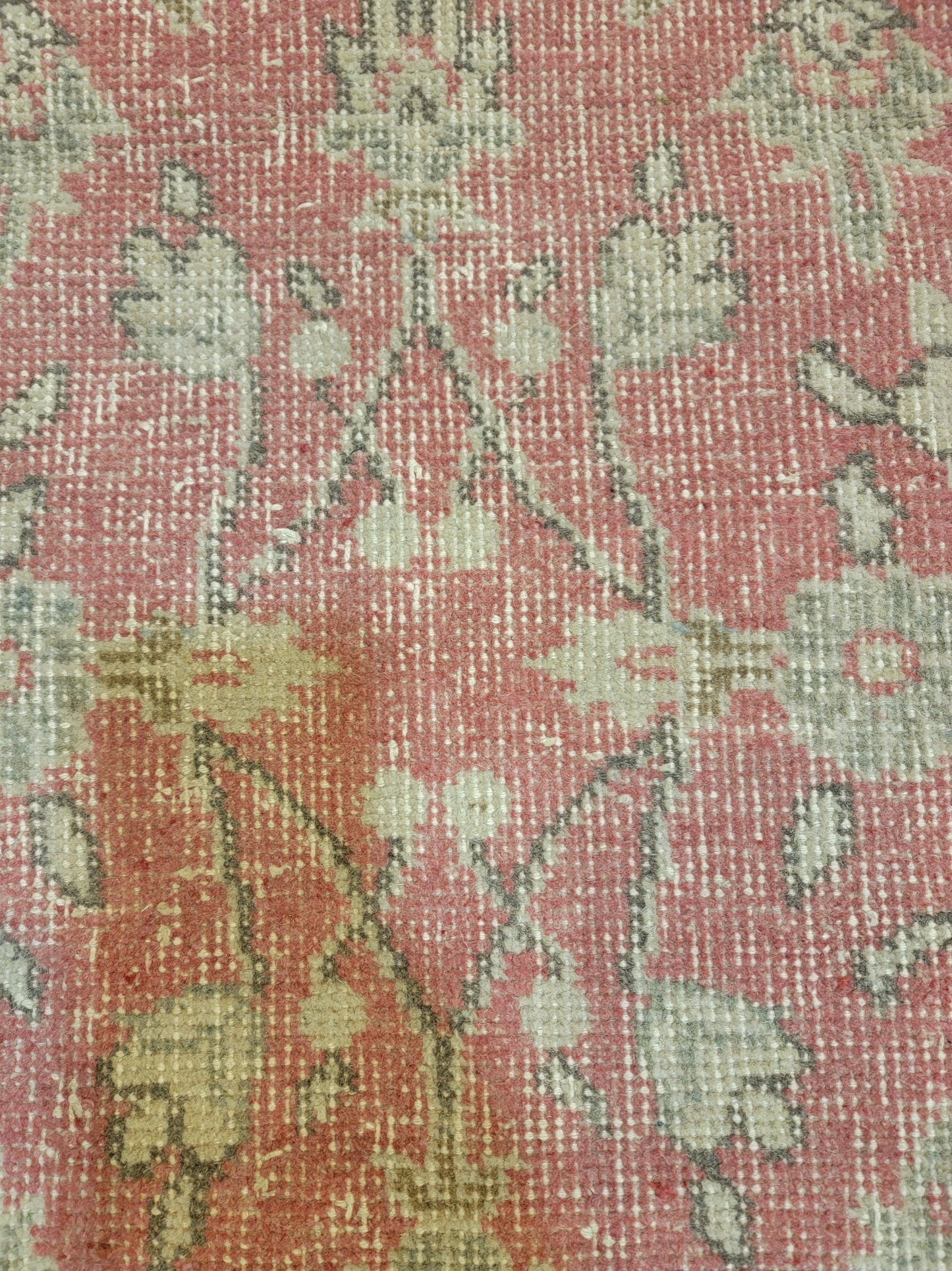Hand-Knotted Wool Runner Turkish Oushak 3'2" x 6'9"