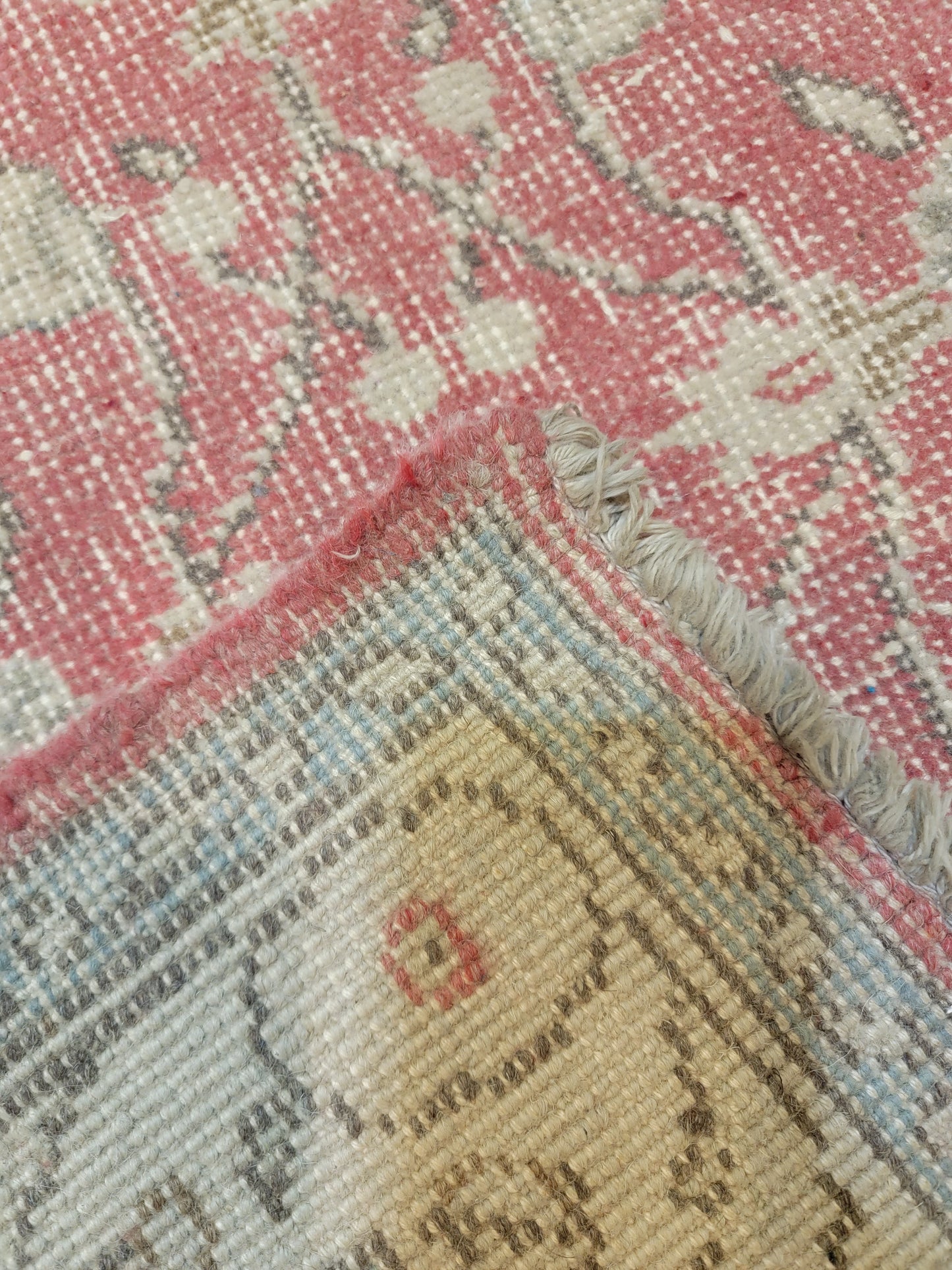 Hand-Knotted Wool Runner Turkish Oushak 3'2" x 6'9"