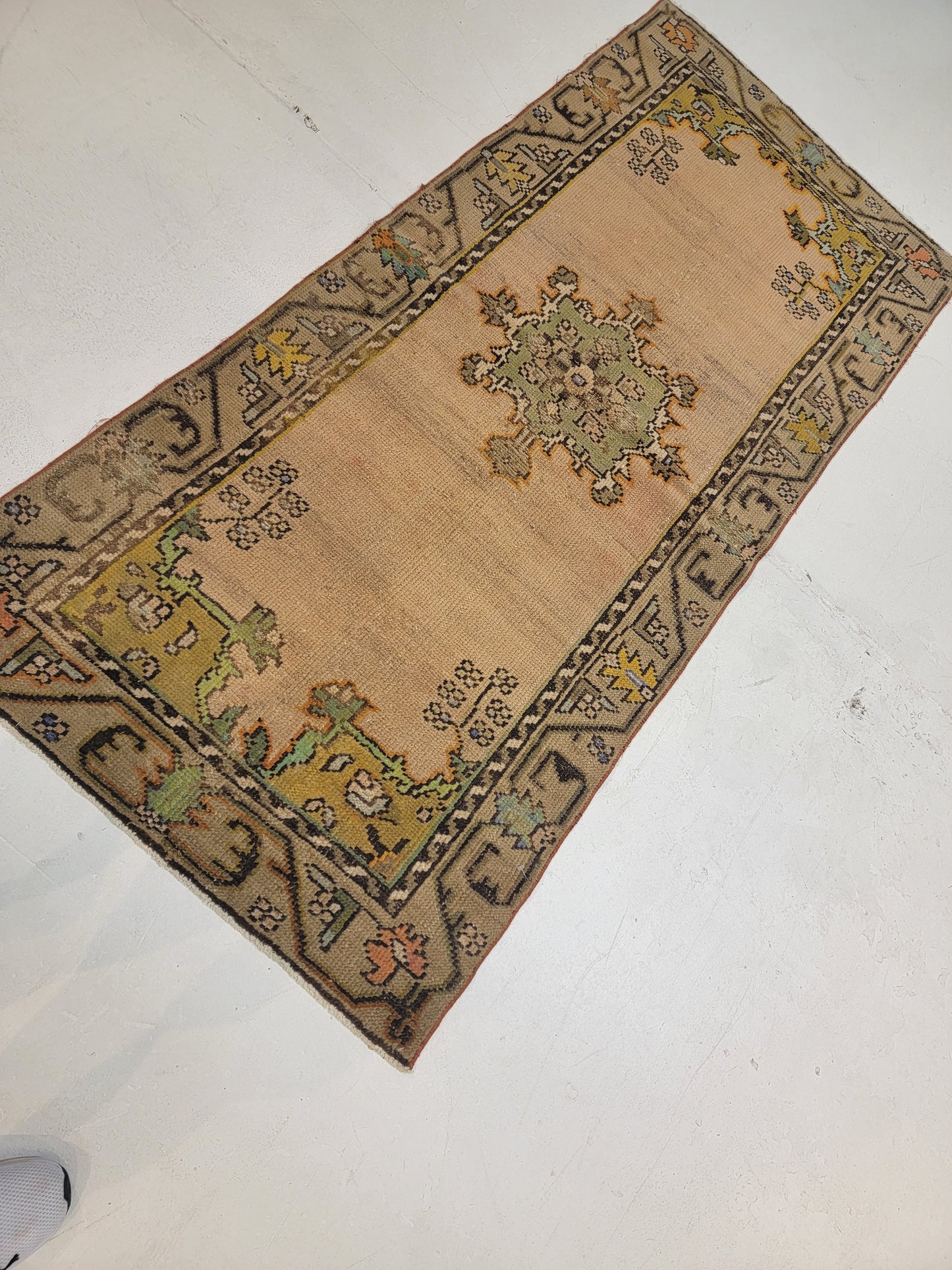 Hand-Knotted Wool Runner Turkish Oushak 2'11" x 6'6"