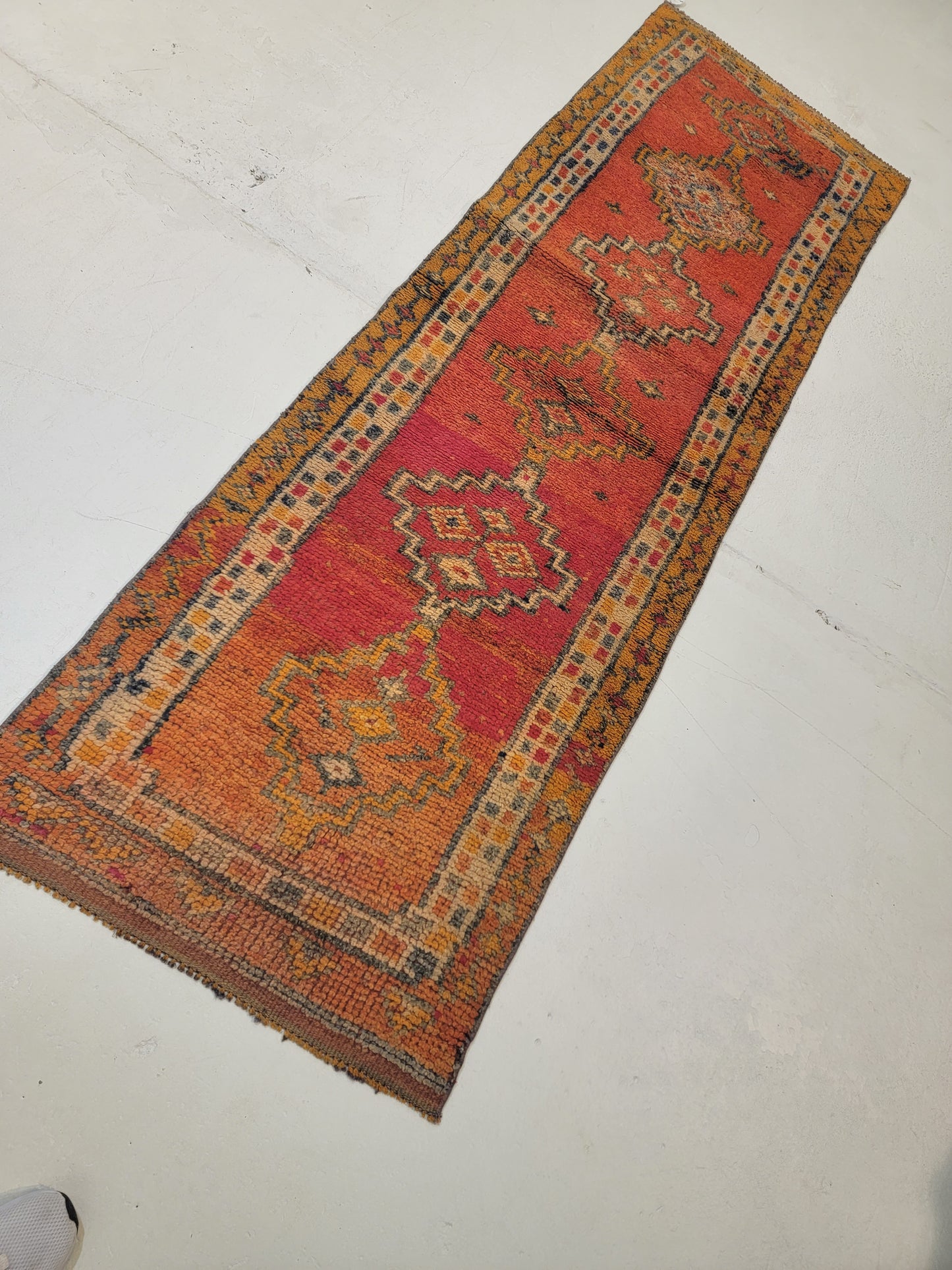 Hand-Knotted Wool Runner Turkish Oushak 2'8" x 8'3"