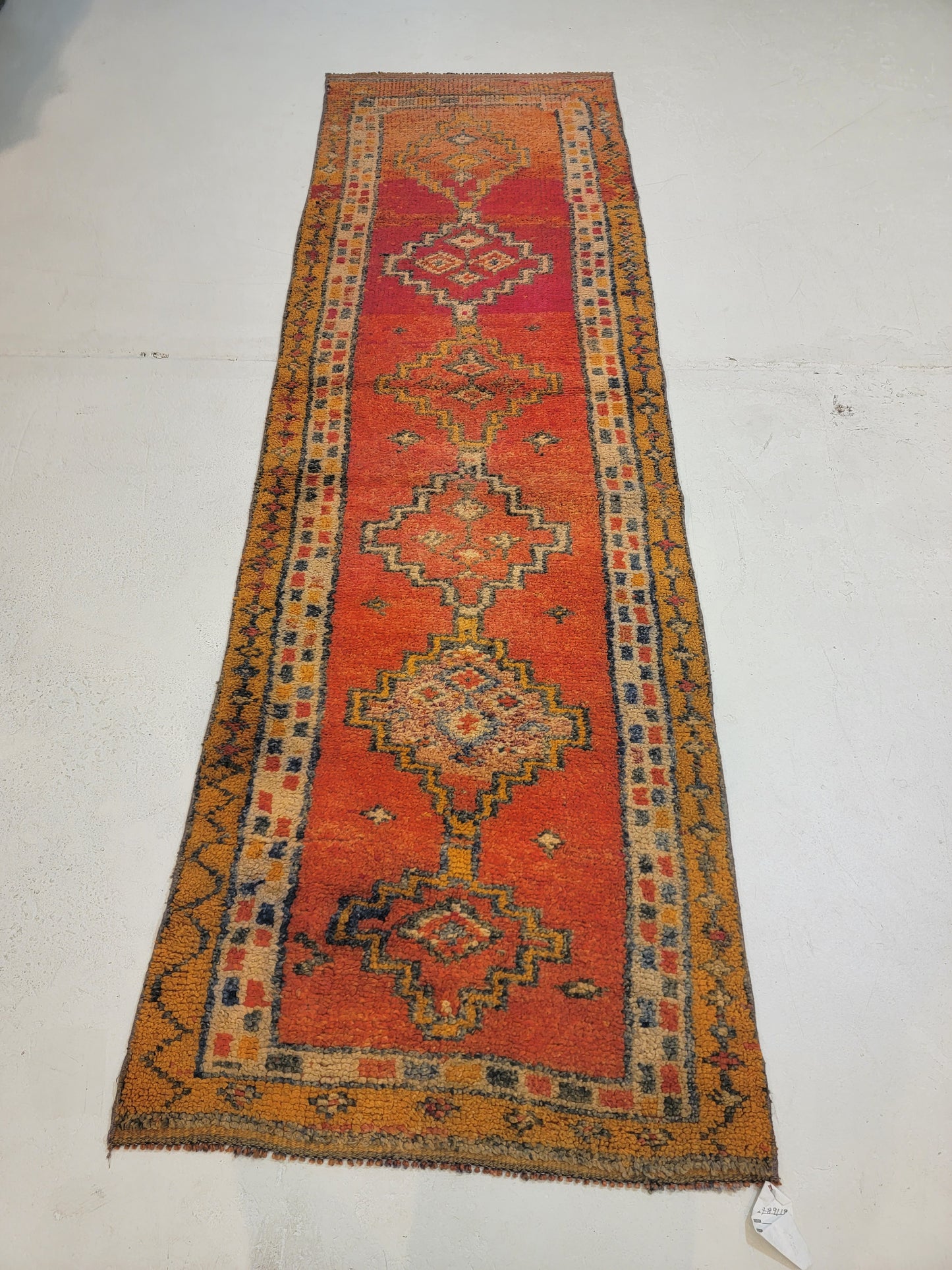 Hand-Knotted Wool Runner Turkish Oushak 2'8" x 8'3"
