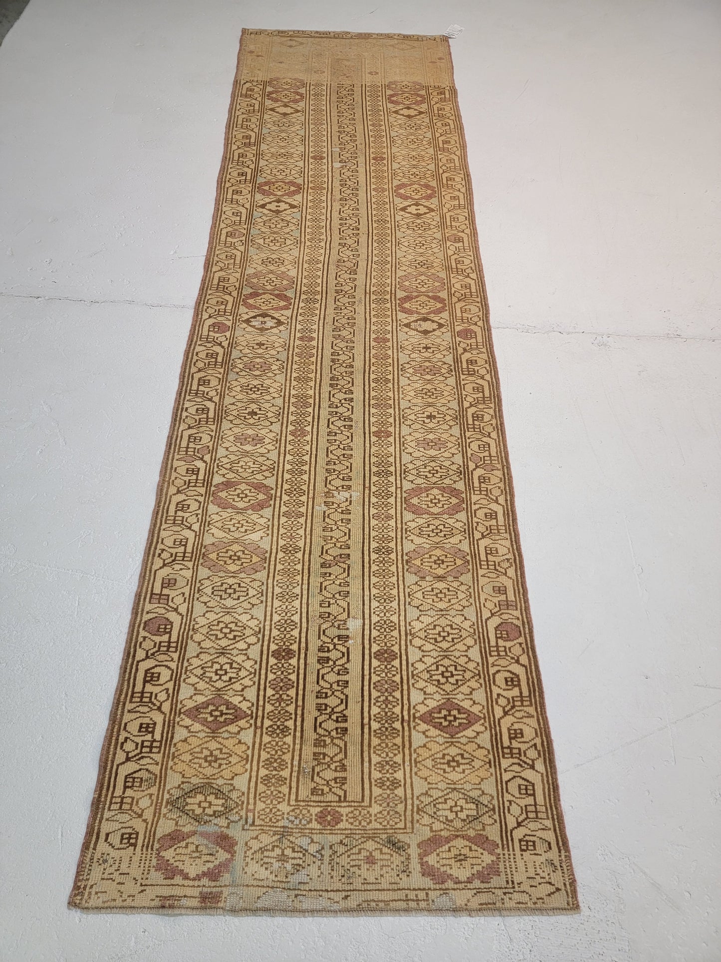 Hand-Knotted Wool Runner Turkish Oushak 2'7" x 9'7"