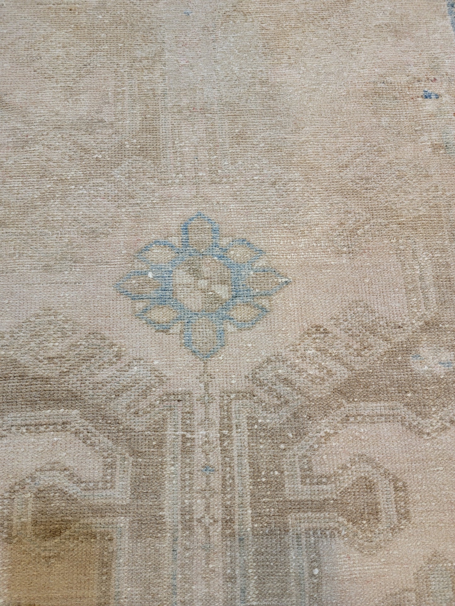 Hand-Knotted Wool Runner Turkish Oushak 3'4" x 9'1"