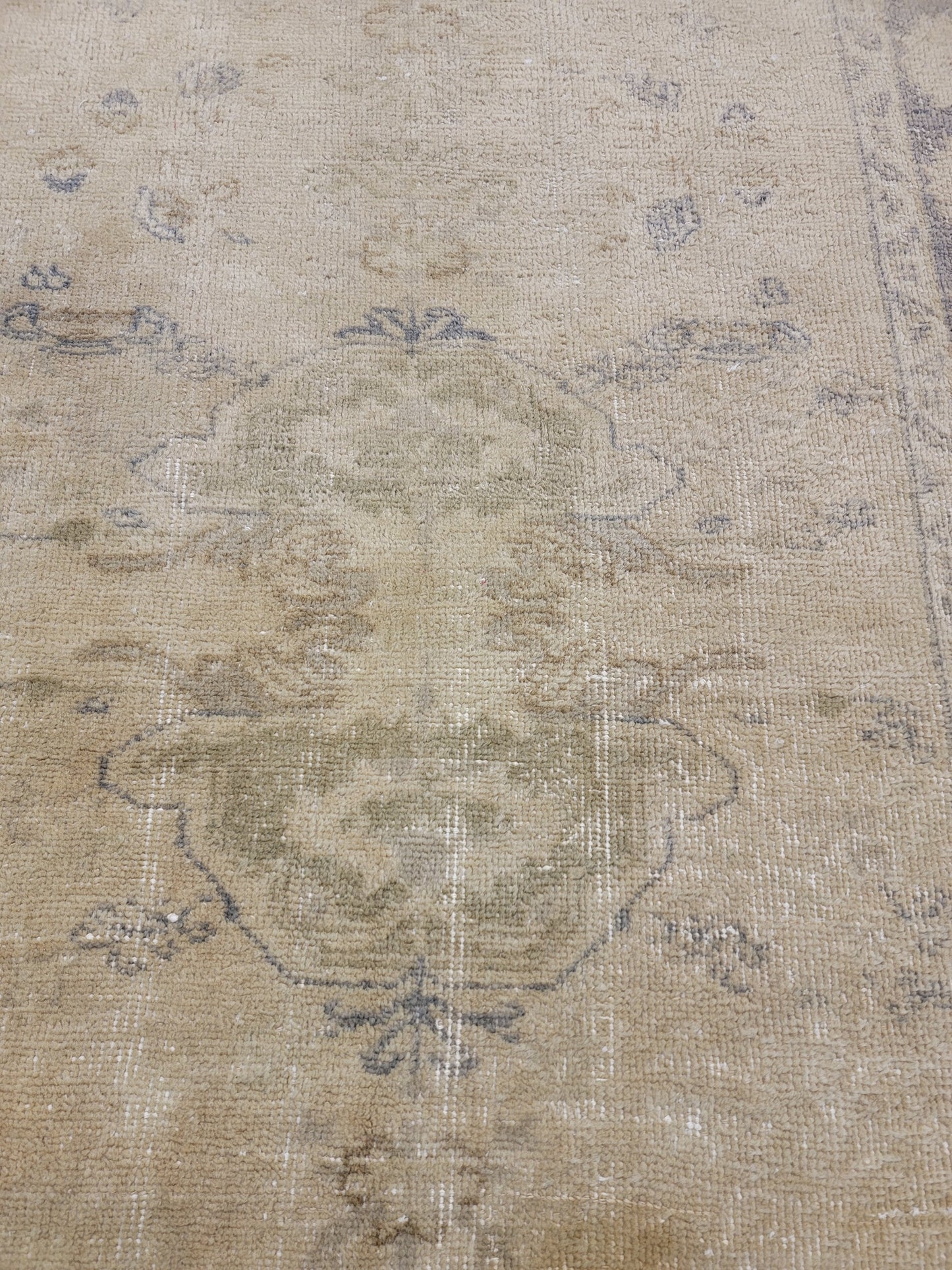 Hand-Knotted Wool Runner Turkish Oushak 3'10" x 9'10"
