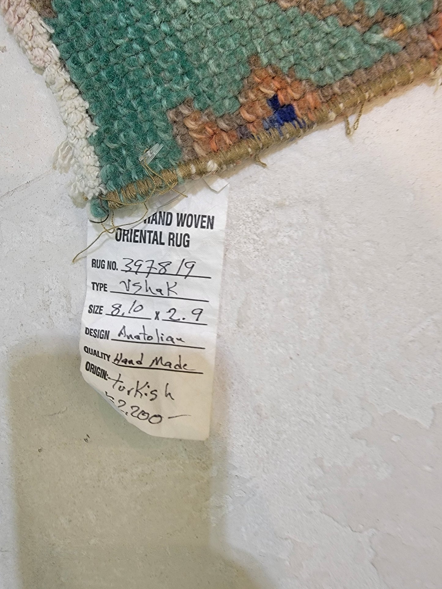 Hand-Knotted Wool Runner Turkish Oushak 2'9" x 8'10"