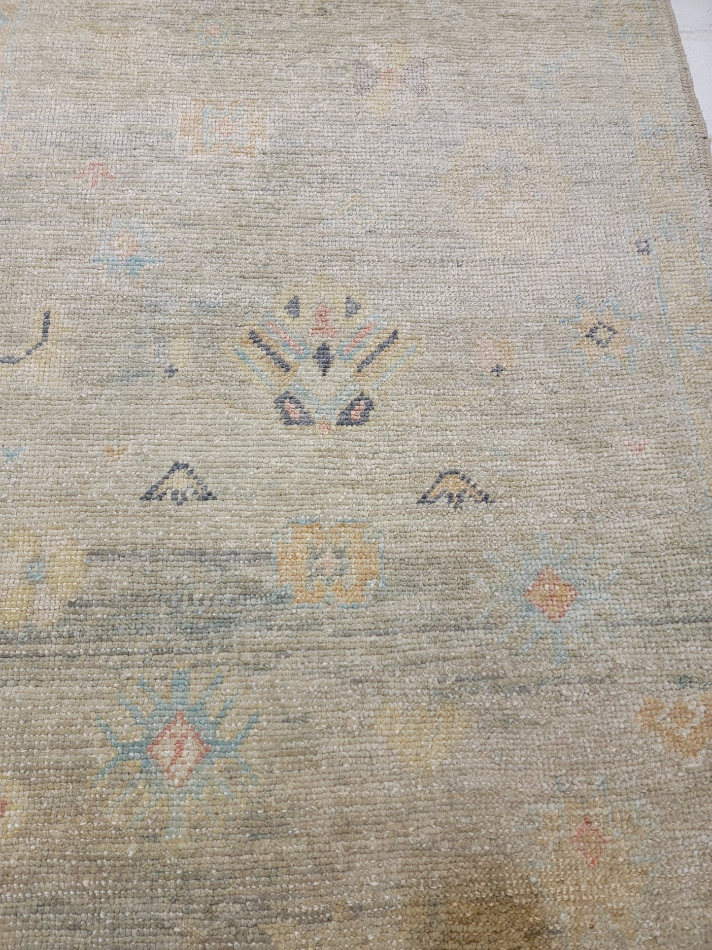 Hand-Knotted Wool Runner Turkish Oushak 3'1" x 9'6"
