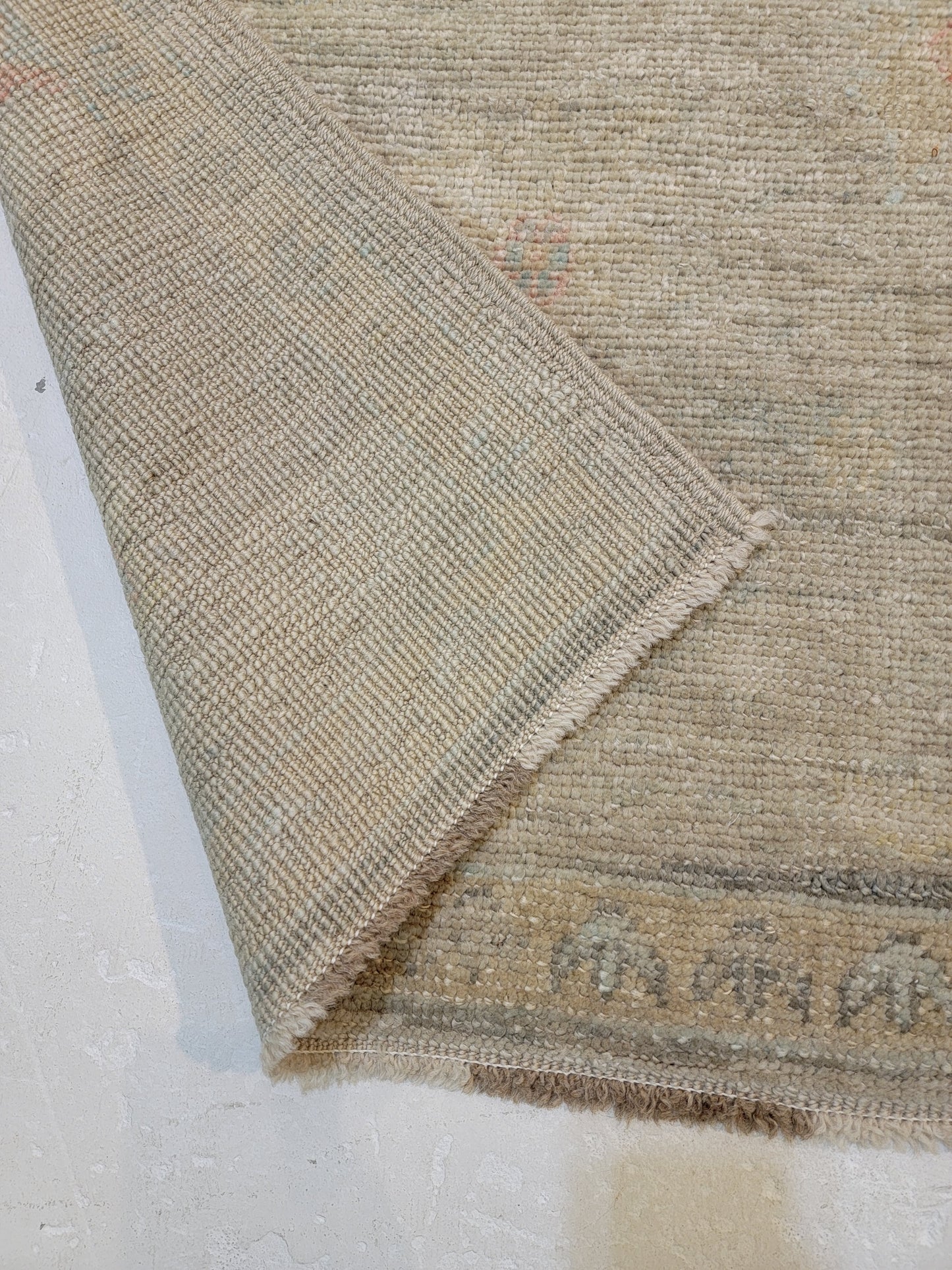 Hand-Knotted Wool Runner Turkish Oushak 3'1" x 9'6"