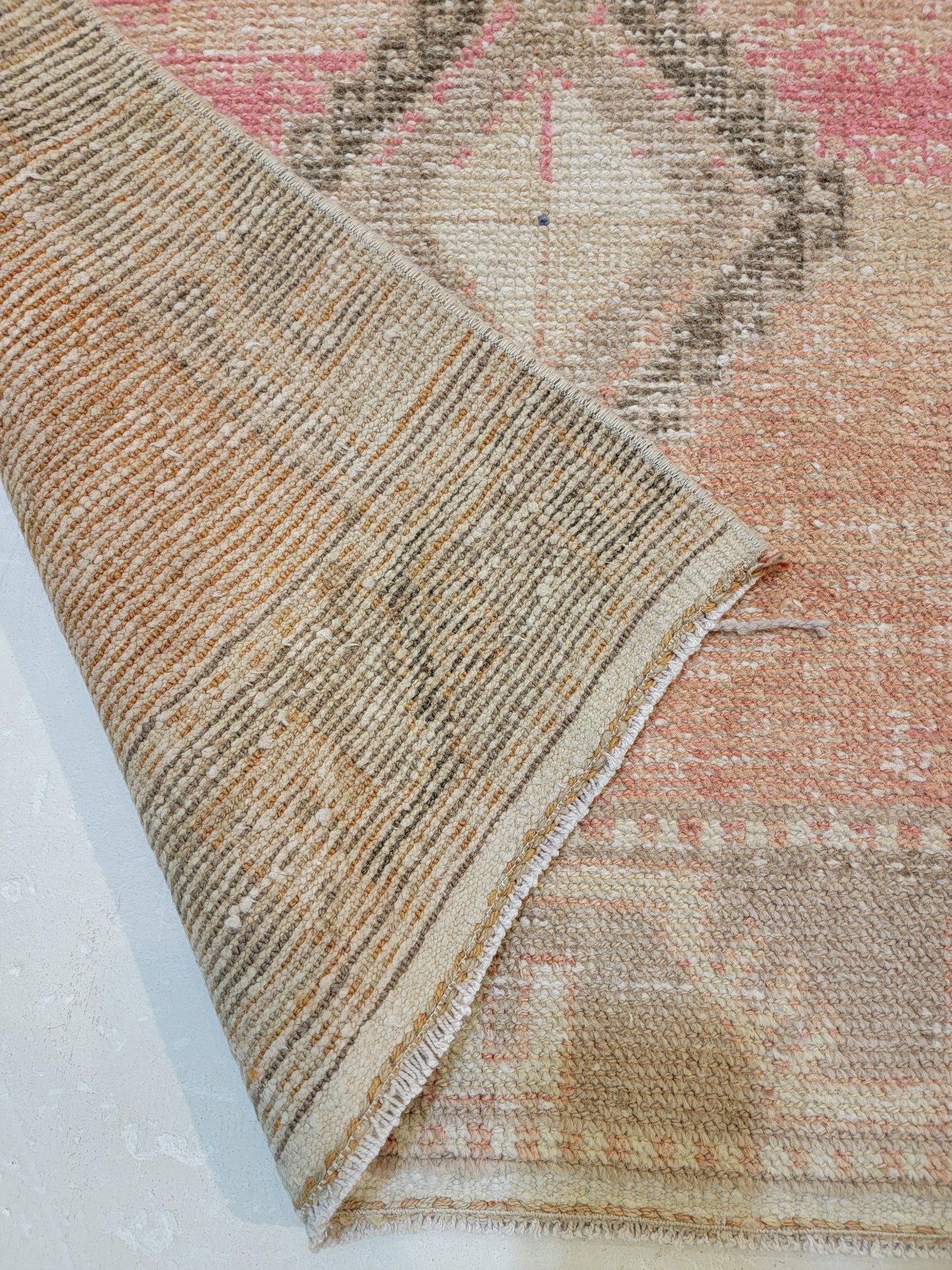 Hand-Knotted Wool Runner Turkish Oushak 3' x 8'9"