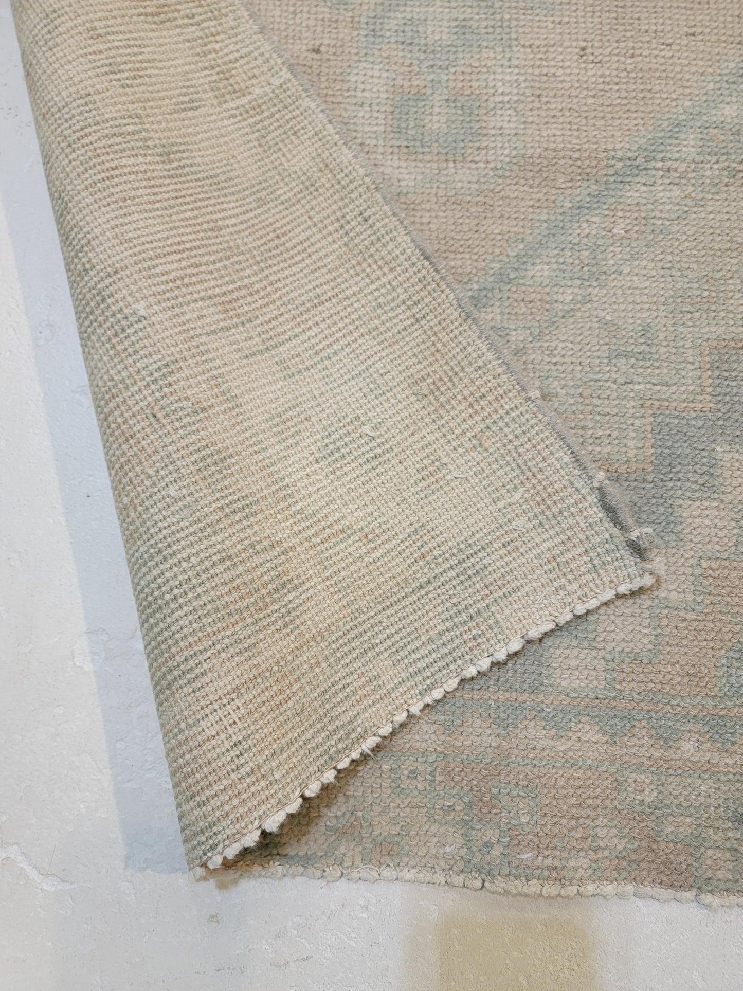 Hand-Knotted Wool Runner Turkish Oushak 3'1" x 9'10"