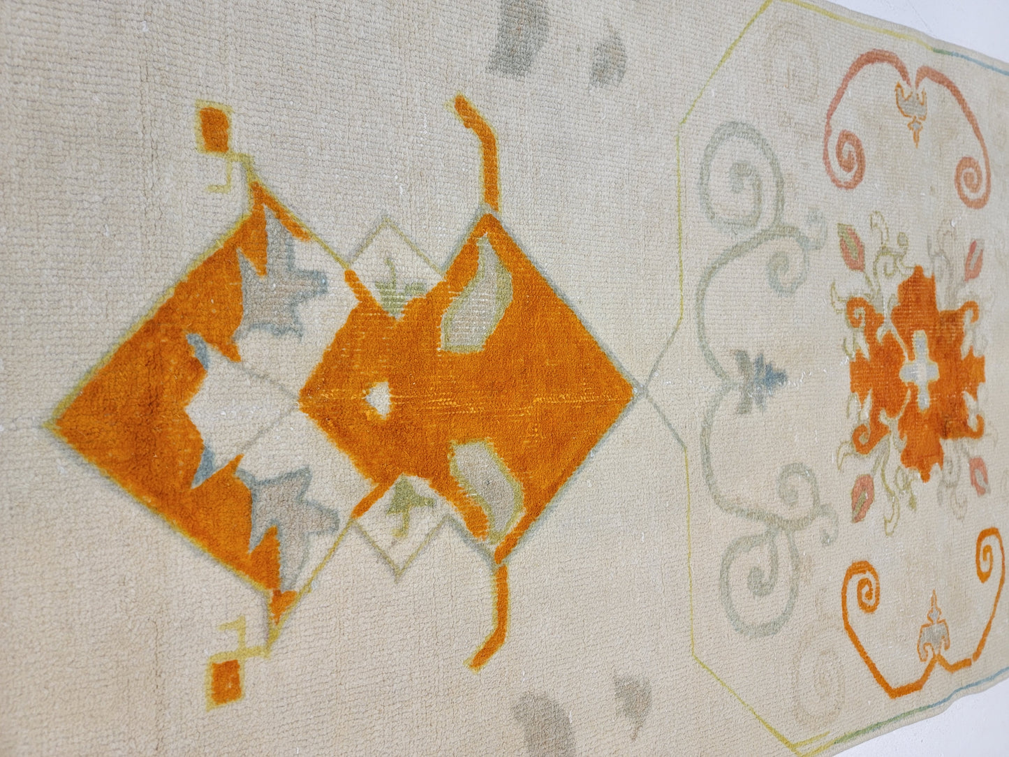 Hand-Knotted Wool Runner Turkish Oushak 2'5" x 8'4"