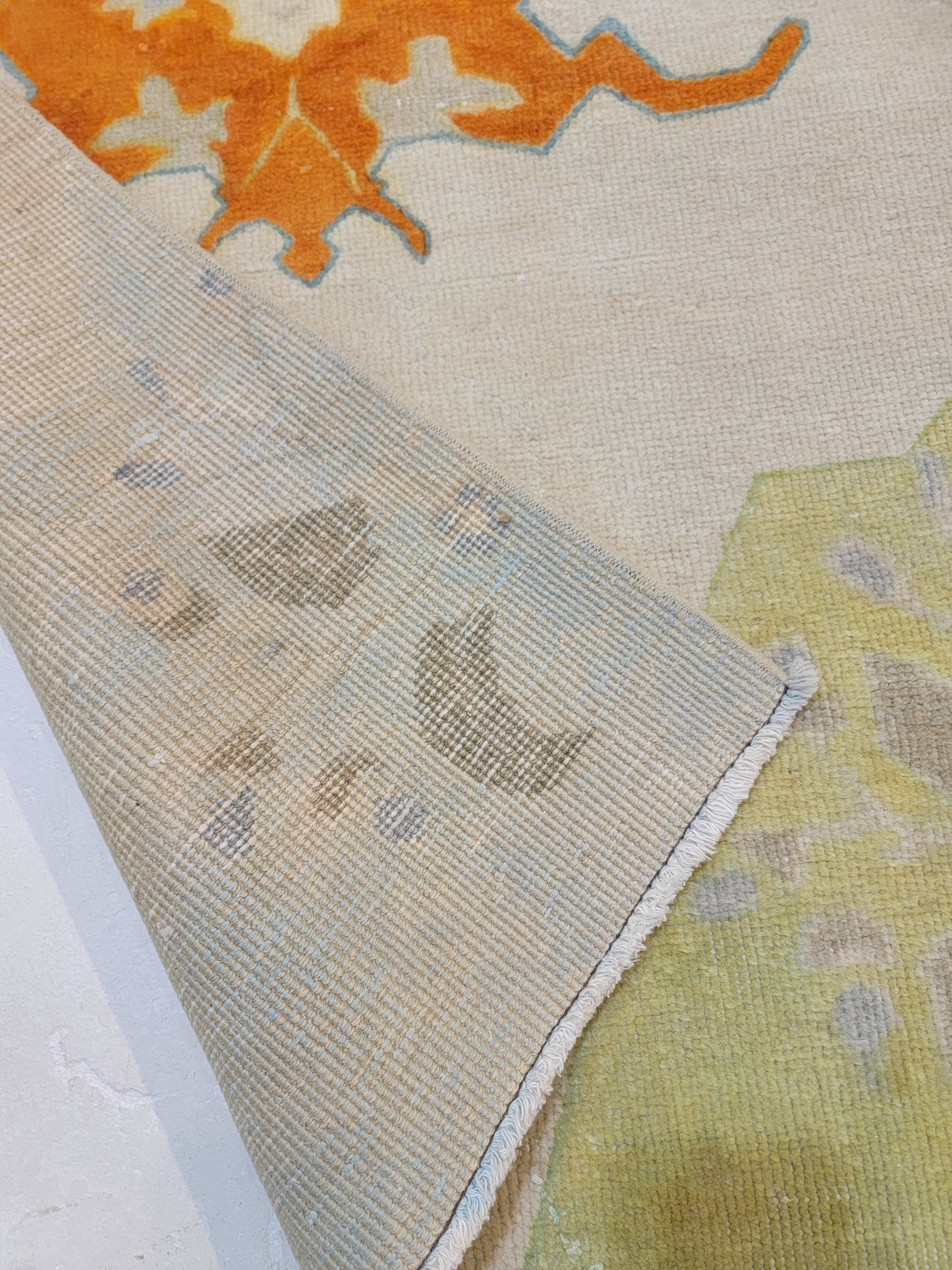 Hand-Knotted Wool Runner Turkish Oushak 2'5" x 8'4"