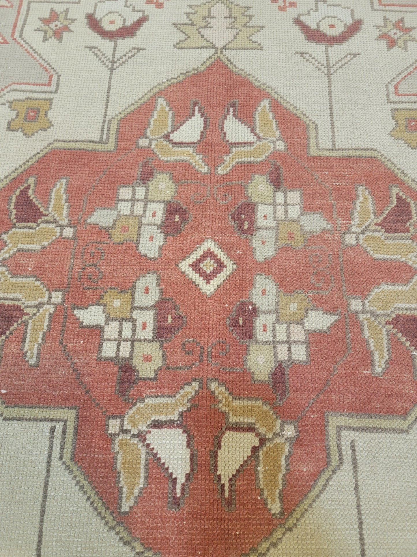 Hand-Knotted Wool Area Rug Turkish Oushak 4'4" x 8'5"