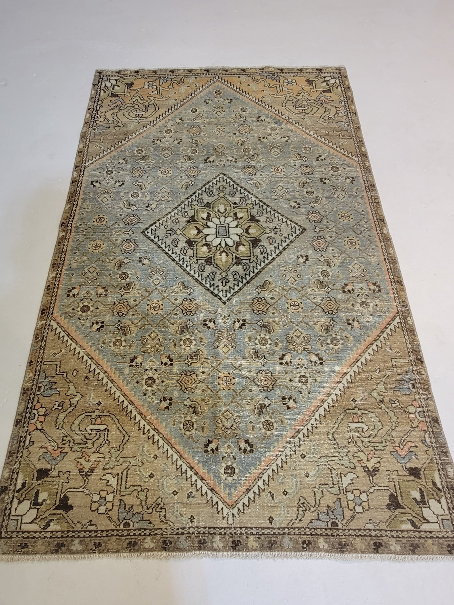 Hand-Knotted Wool Area Rug Turkish Oushak 3' x 4'1"