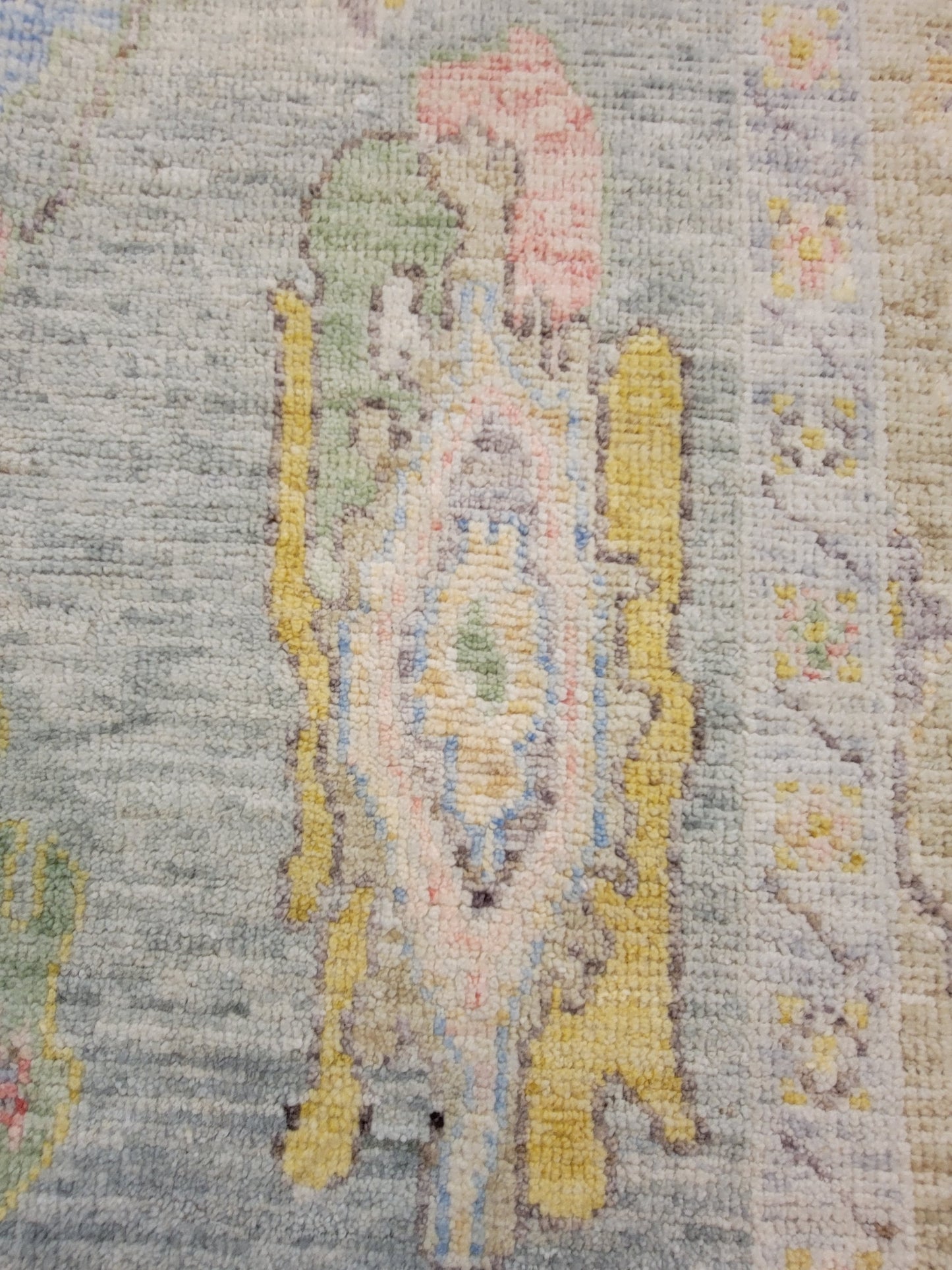 Hand-Knotted Wool Area Rug Turkish Oushak 4' x 6'5"