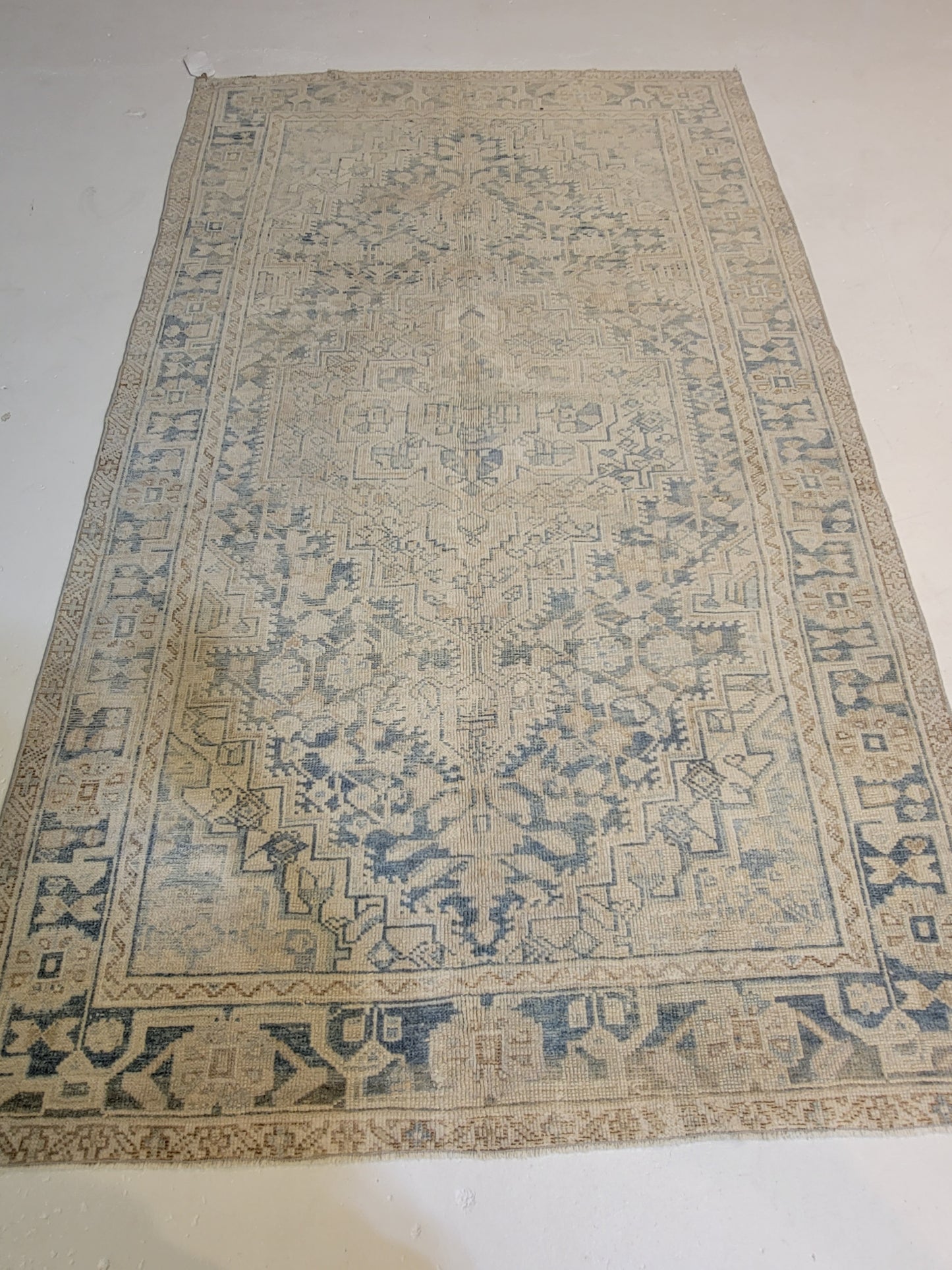 Hand-Knotted Wool Area Rug Turkish Oushak 4'2" x 6'11"
