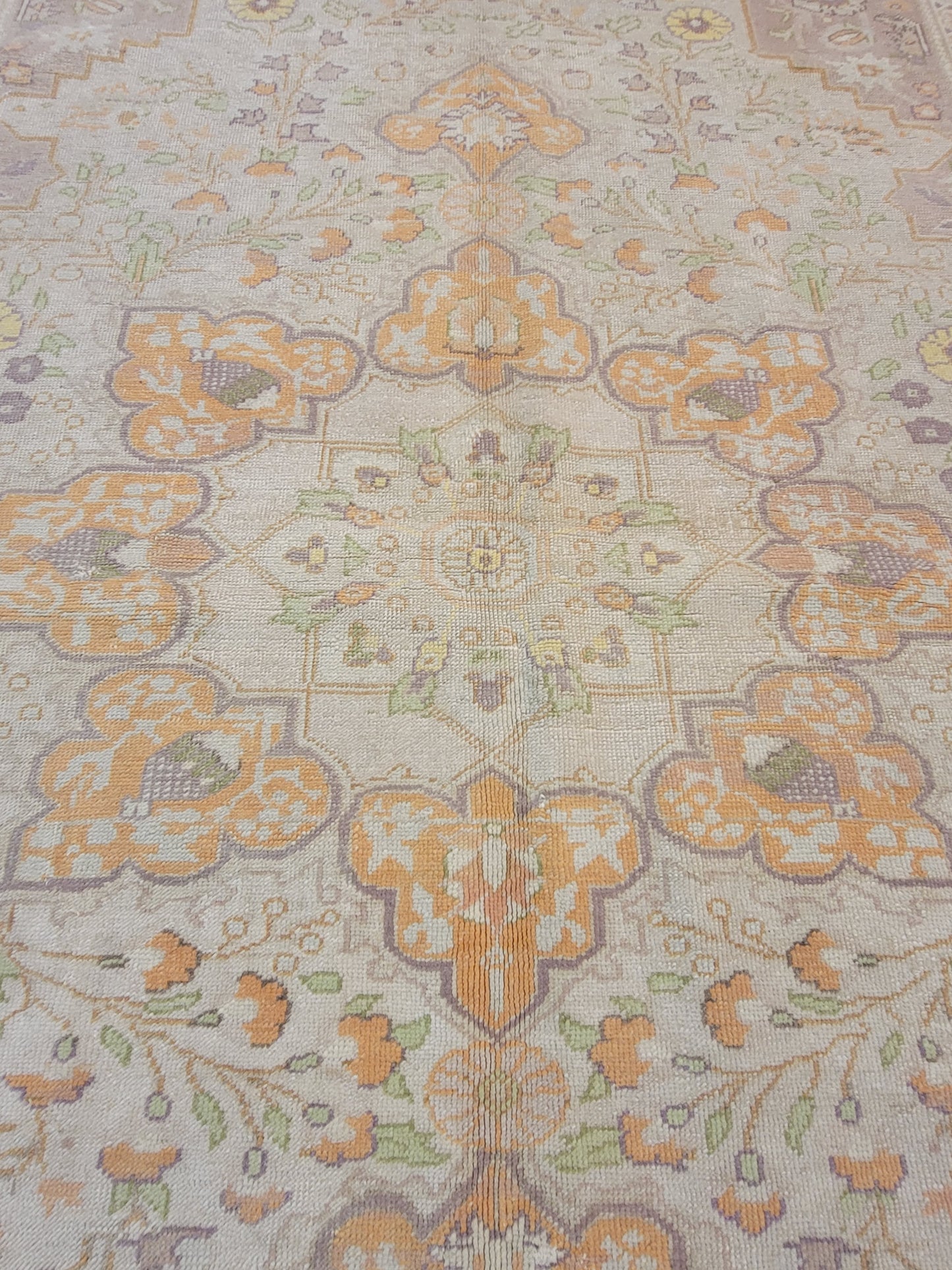 Hand-Knotted Wool Area Rug Turkish Oushak 4'10" x 7'1"